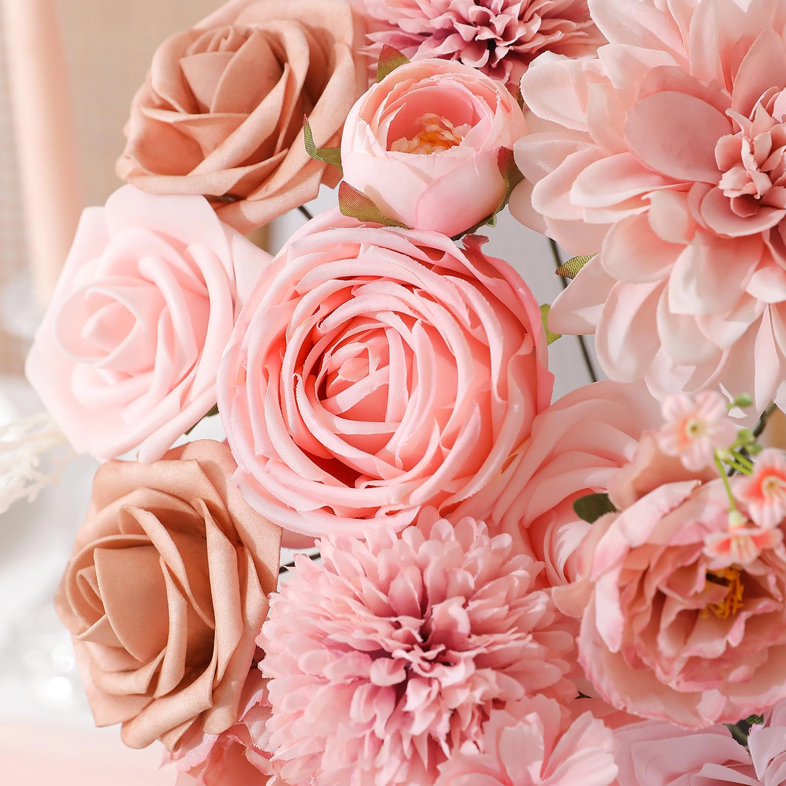 PUPWE Artificial Flowers Rose Dahlia With Stems For Diy Wedding Bridal Bouquets  Shower FlArrangement Table Centerpieces