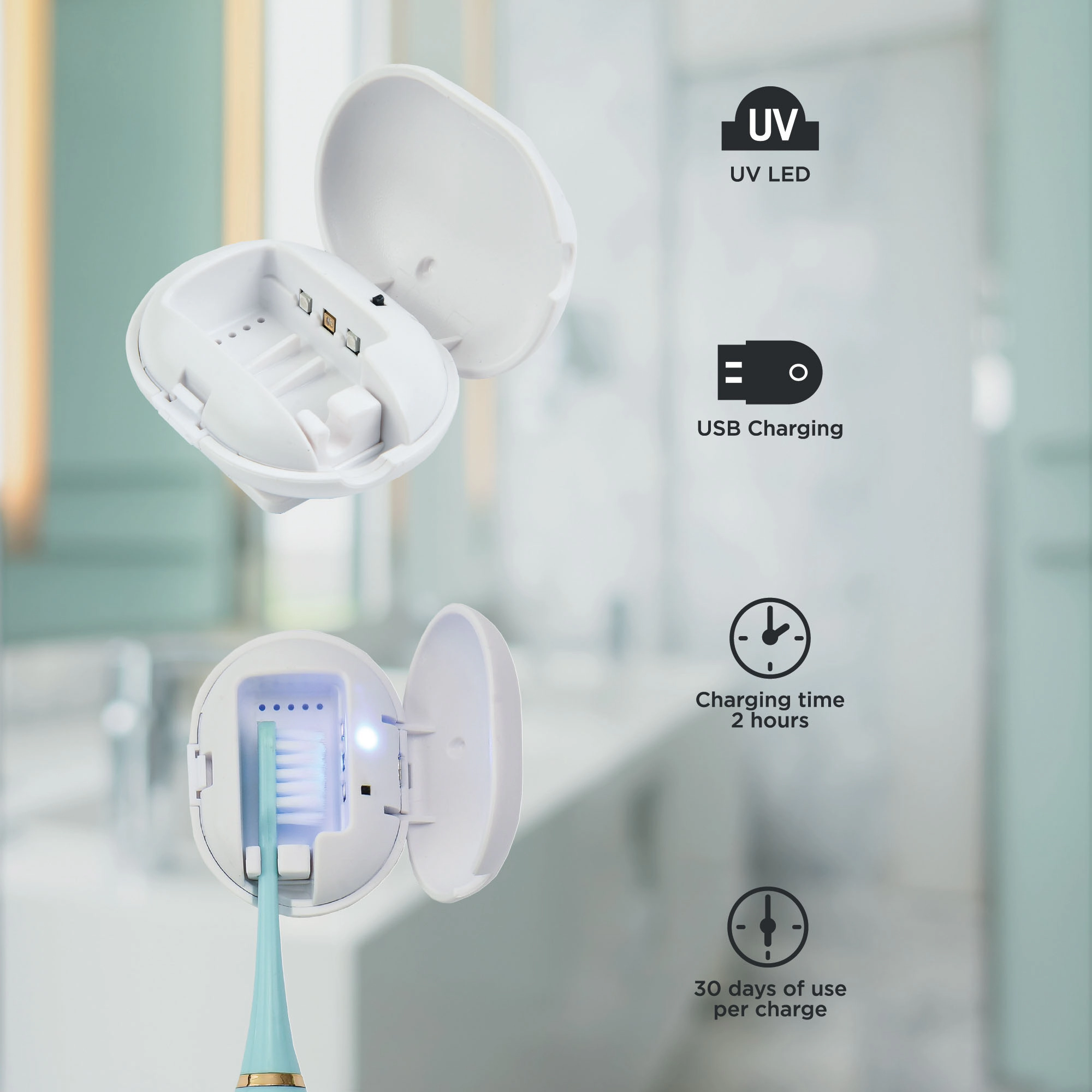 Pursonic Unisex UV Toothbrush Sanitizer Bundle – Portable UV Sterilizer & Rechargeable Toothbrush Cleaner Set
