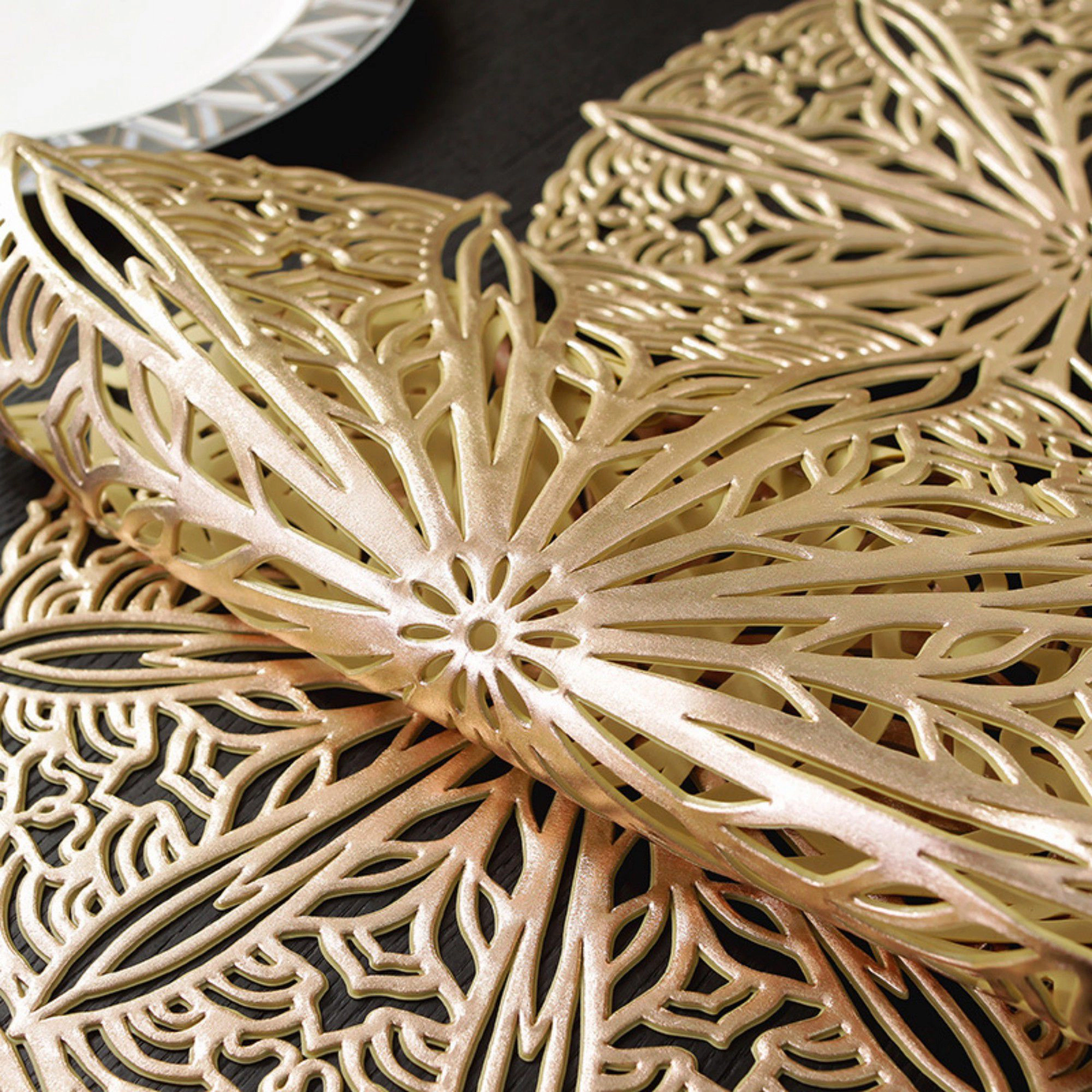 Alilang Unisex Decorative Floral Lace Table Mat Layered Circular Design