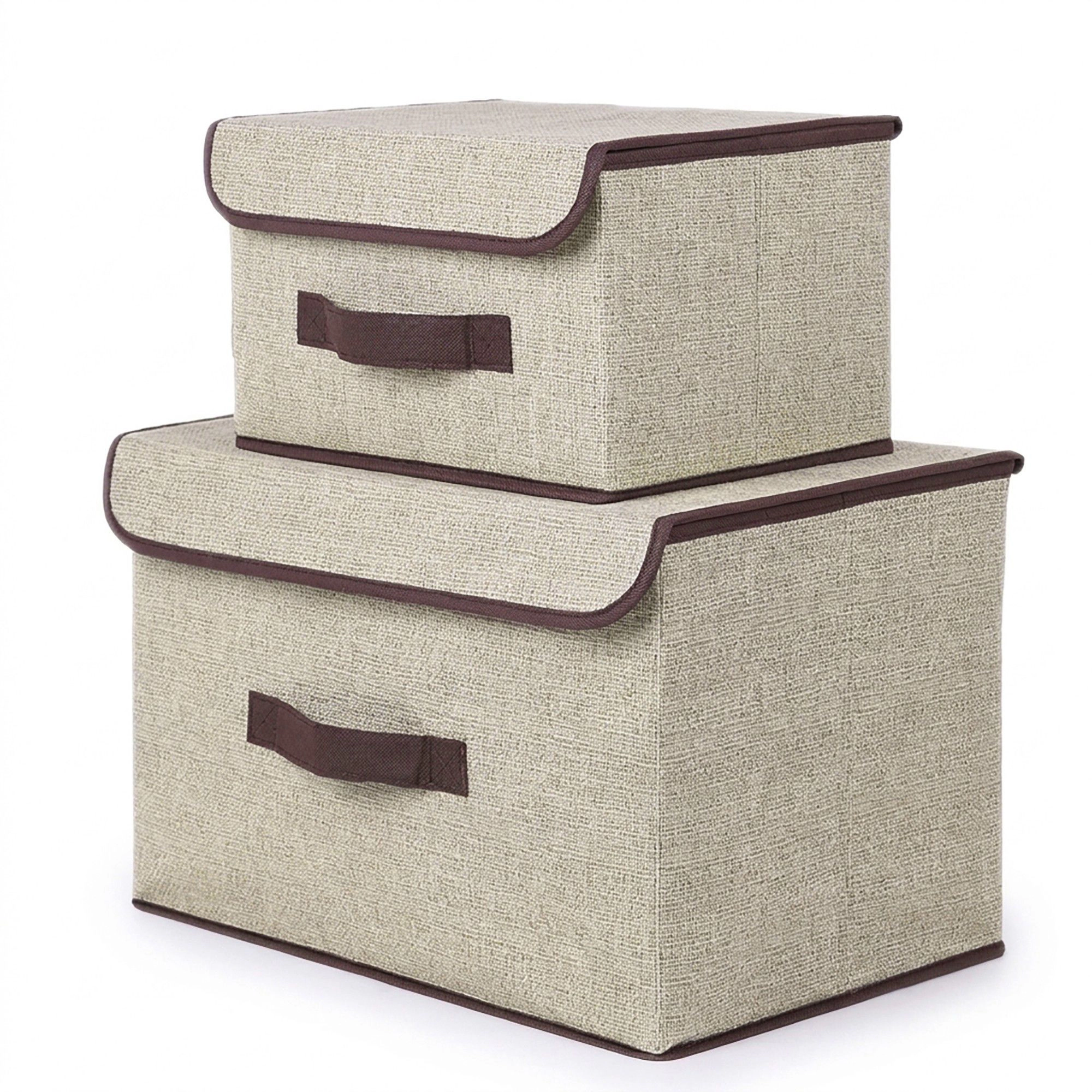 Alilang Unisex 2 Piece Foldable Storage Box Set with Lids and Handles