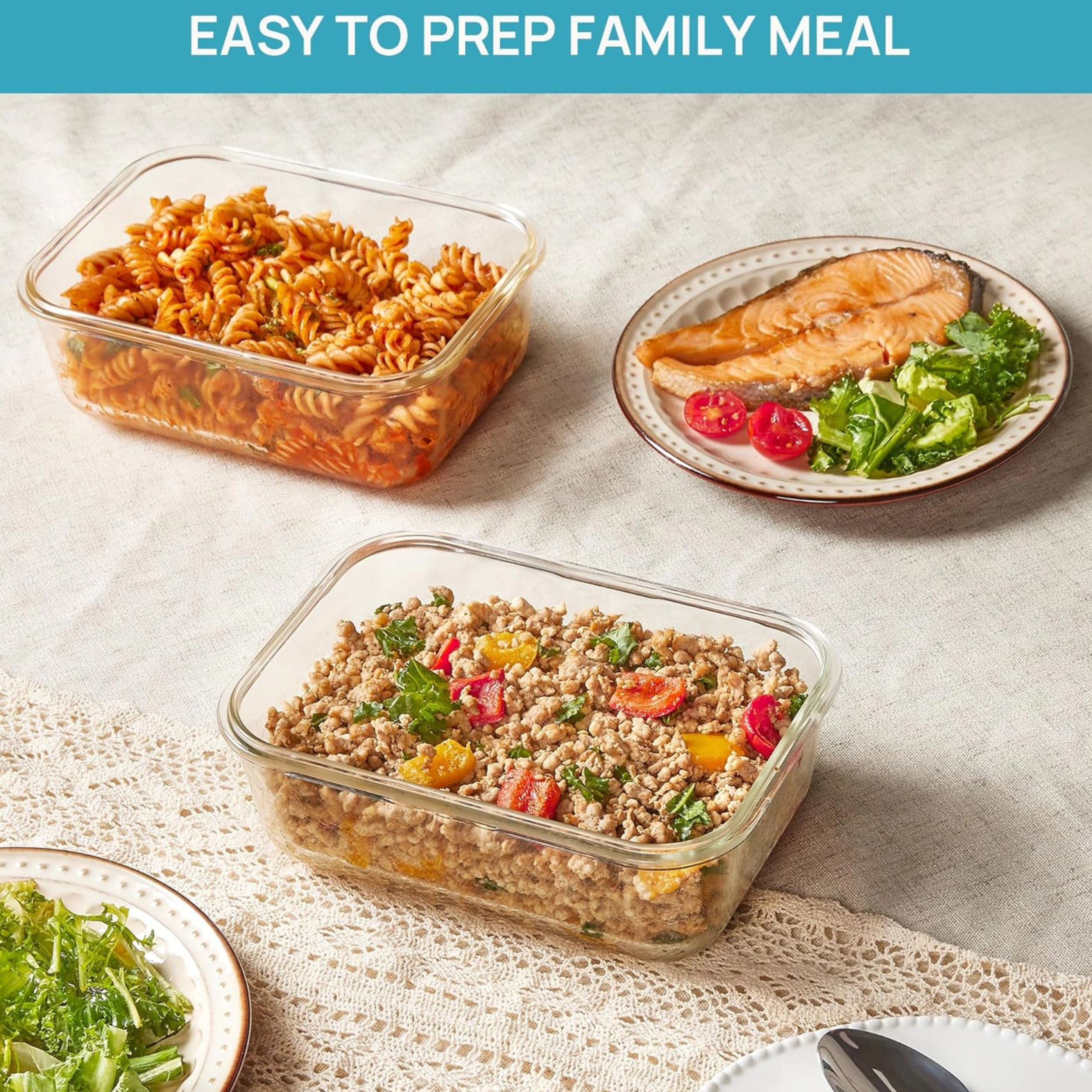 Stock Preferred Pack of 2 Glass Food Storage Containers with Airtight Snap Lids 63 oz