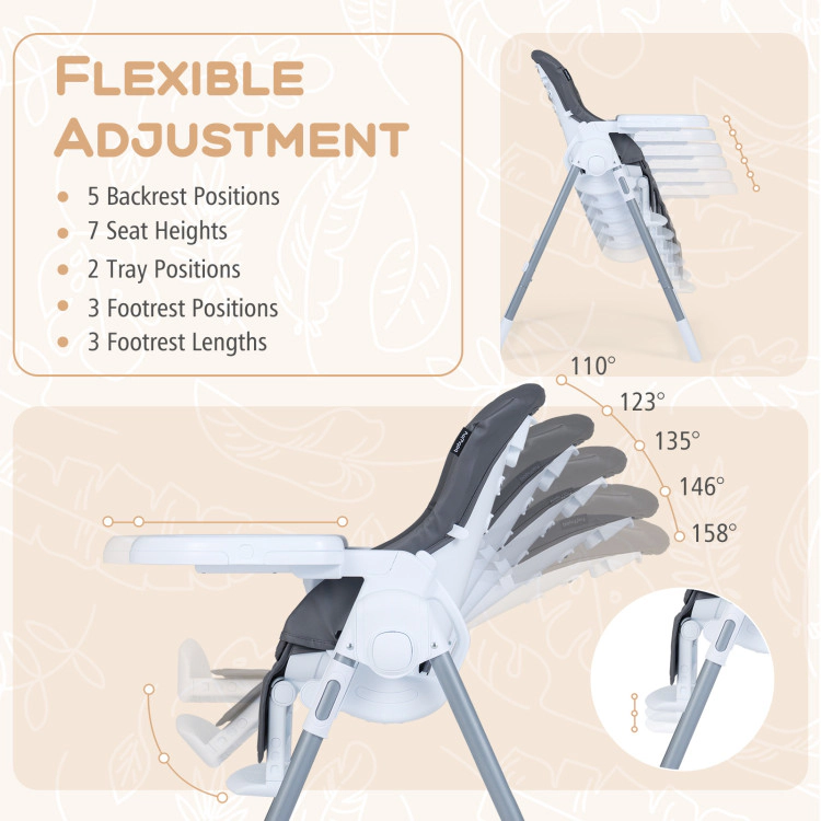Hivvago Foldable Baby High Chair with Adjustable Height and Relining Seat