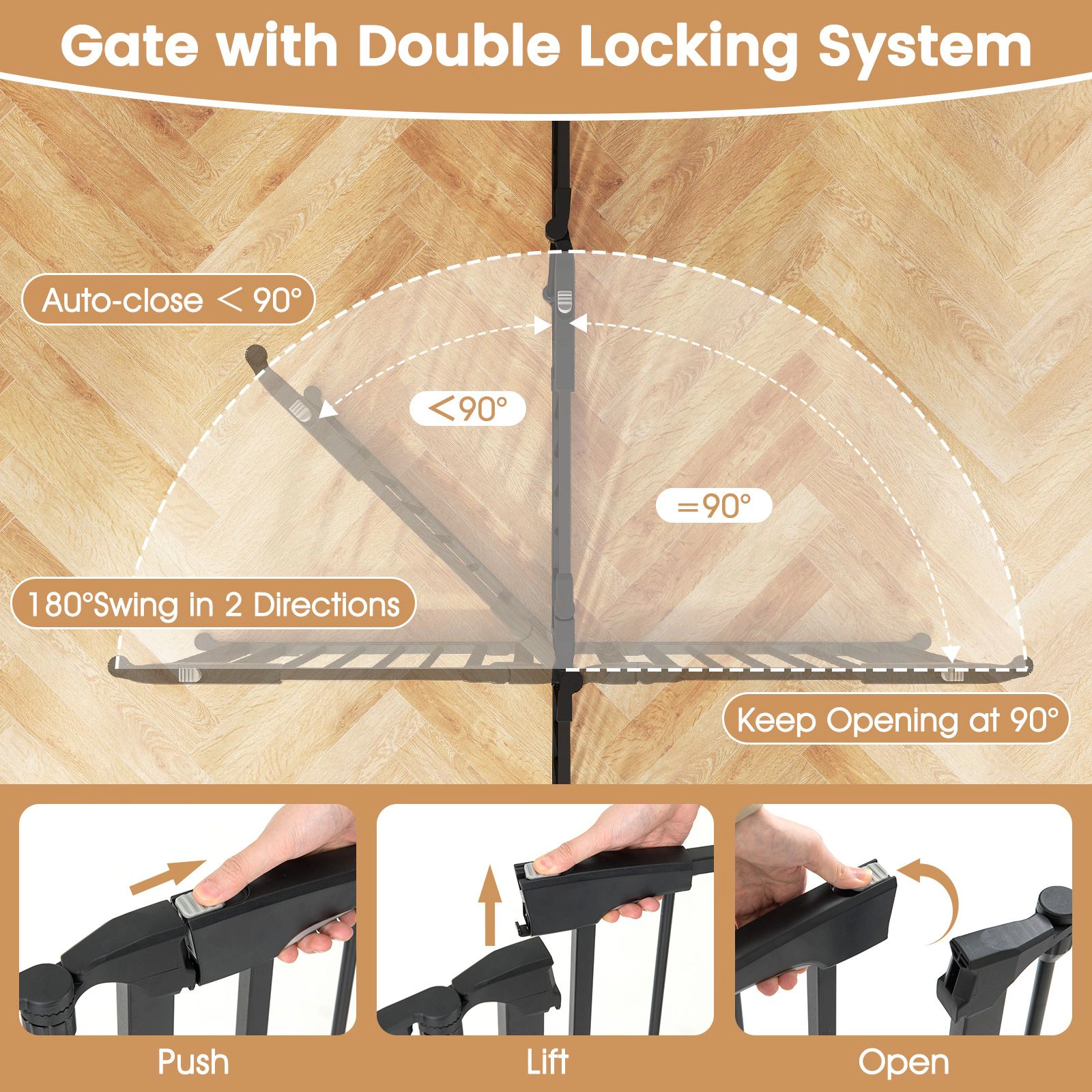 SlickBlue 6 Panel Safety Gate Playpen with Locking Door for Kids