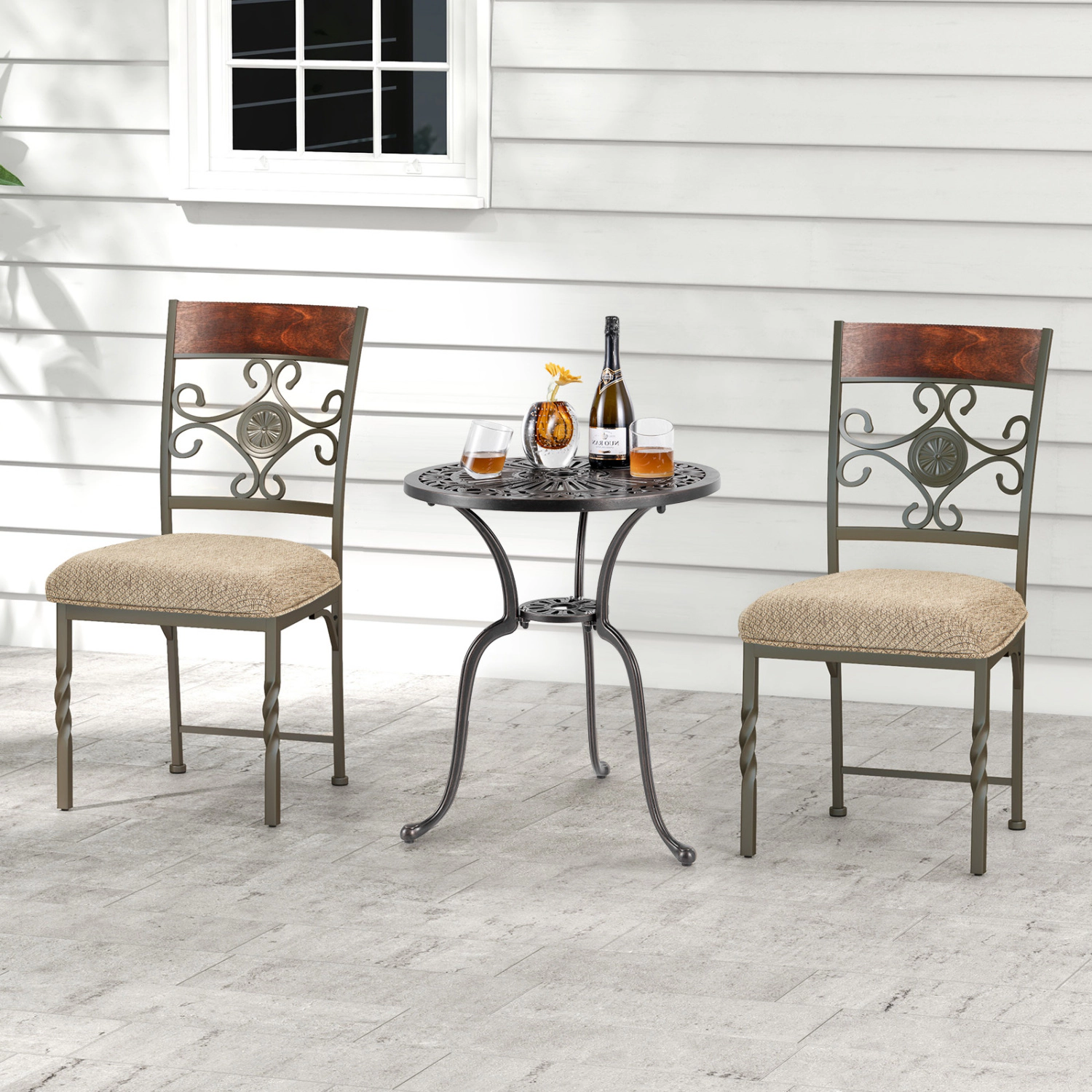 LJG Dining Room Chairs Armless Kitchen Chairs Set with Seat Cushion