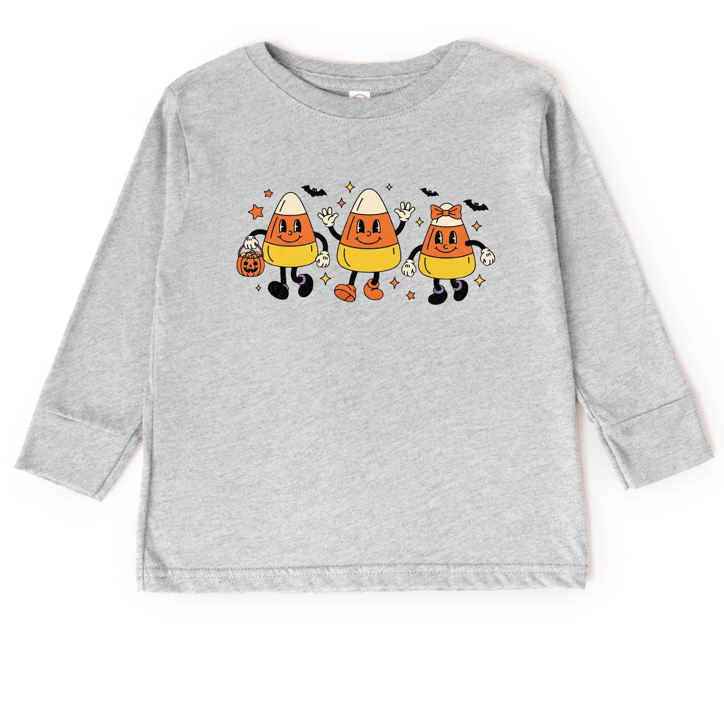 The Juniper Shop - Toddler Long Sleeve Graphic Tee Candy Corn Retro Characters