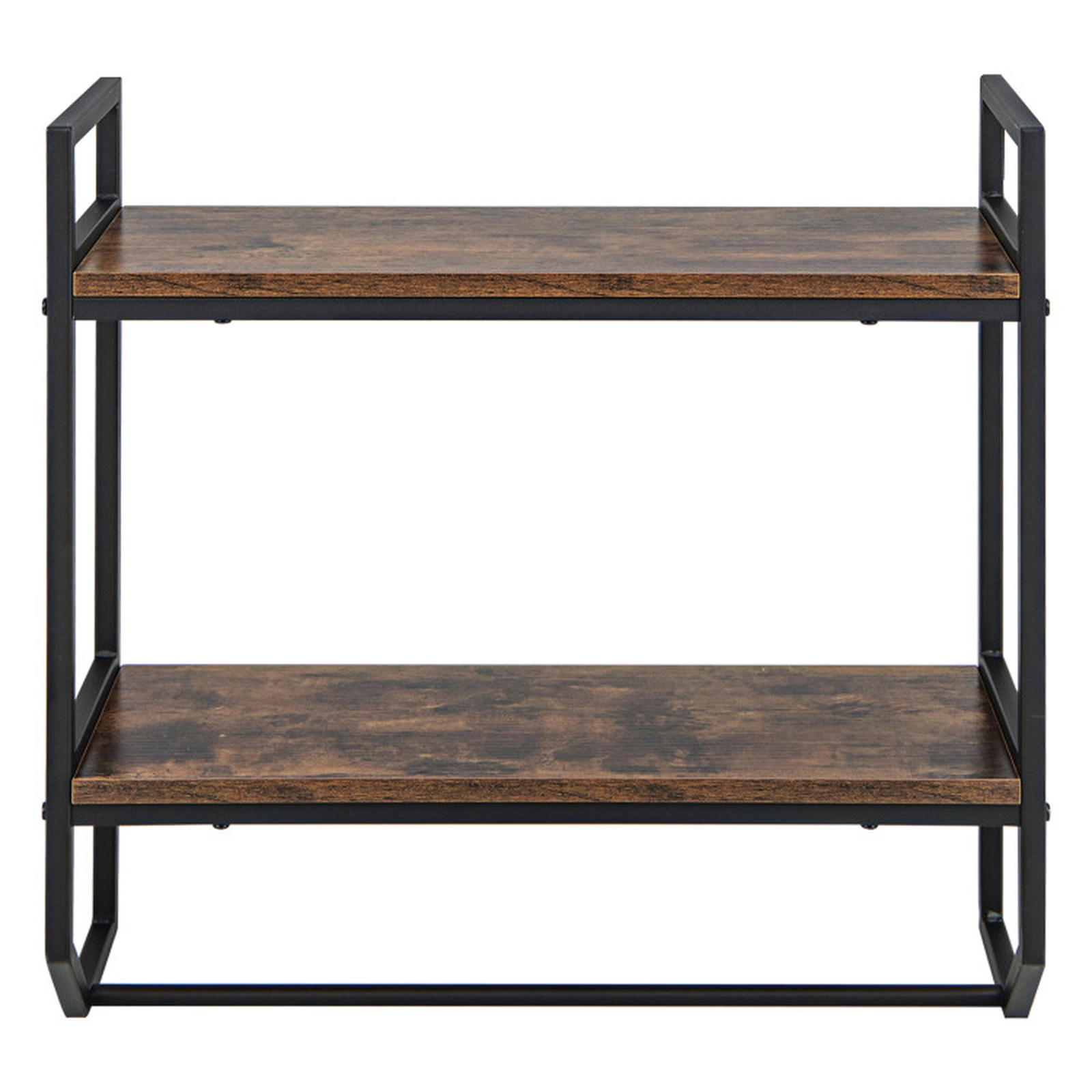 SUGIFT 23-in 2-Shelf Wall Mounted Over the Toilet Storage Shelf with Round Metal Towel Bar and Rustproof Frame