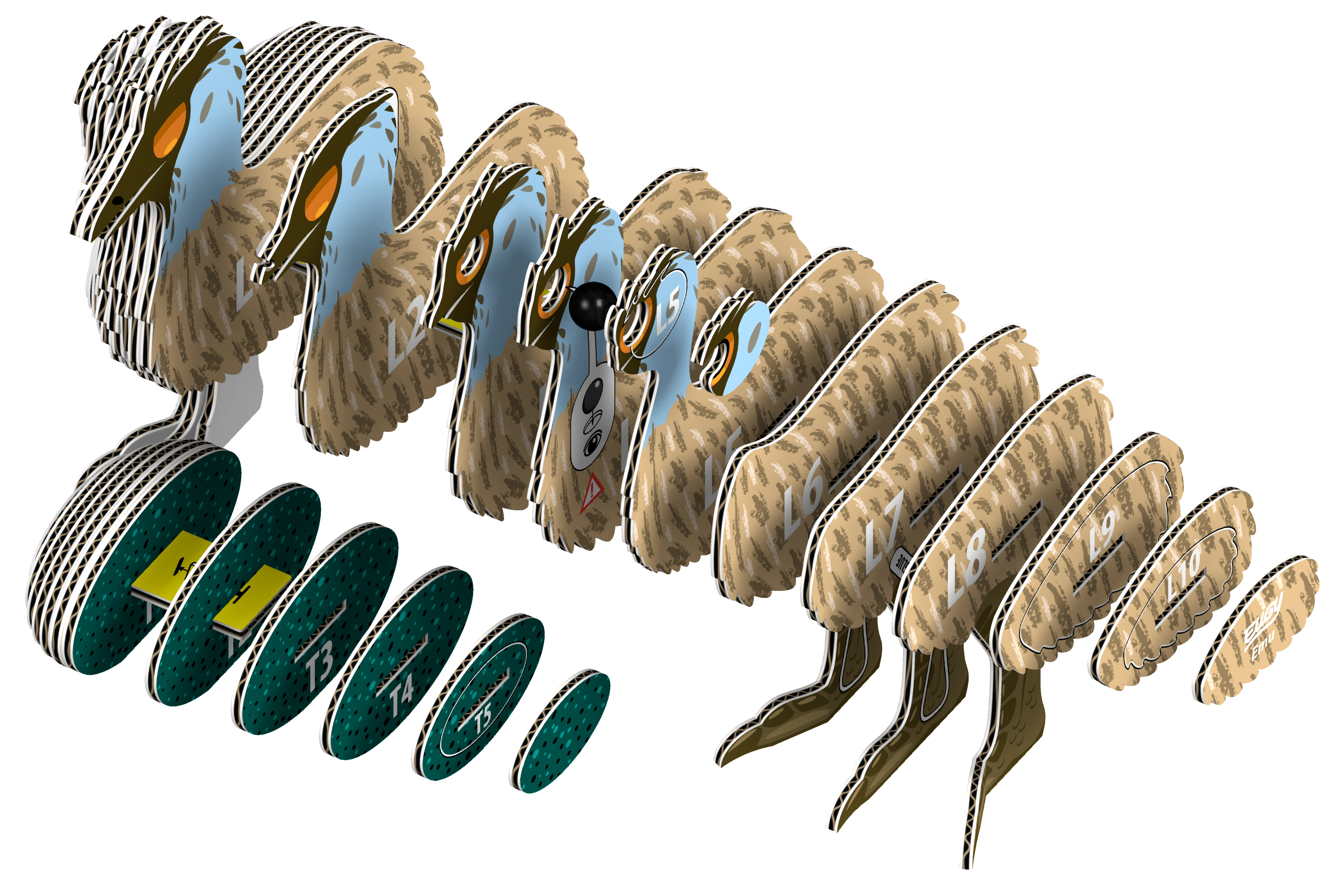EUGY Emu 3D Puzzle - contains 25 puzzle pieces