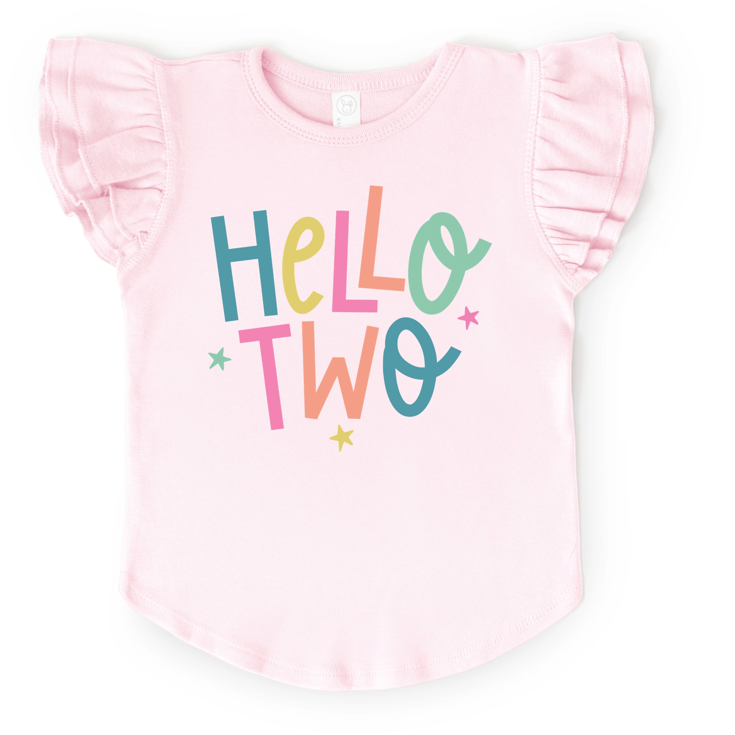 The Juniper Shop - Hello Two Stars Girl's Flutter Sleeve Graphic T-Shirt