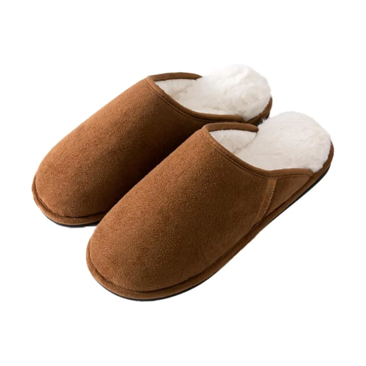 Roxoni Men's Memory Foam House Slippers with Fur Lining Non-Slip Indoor Comfort