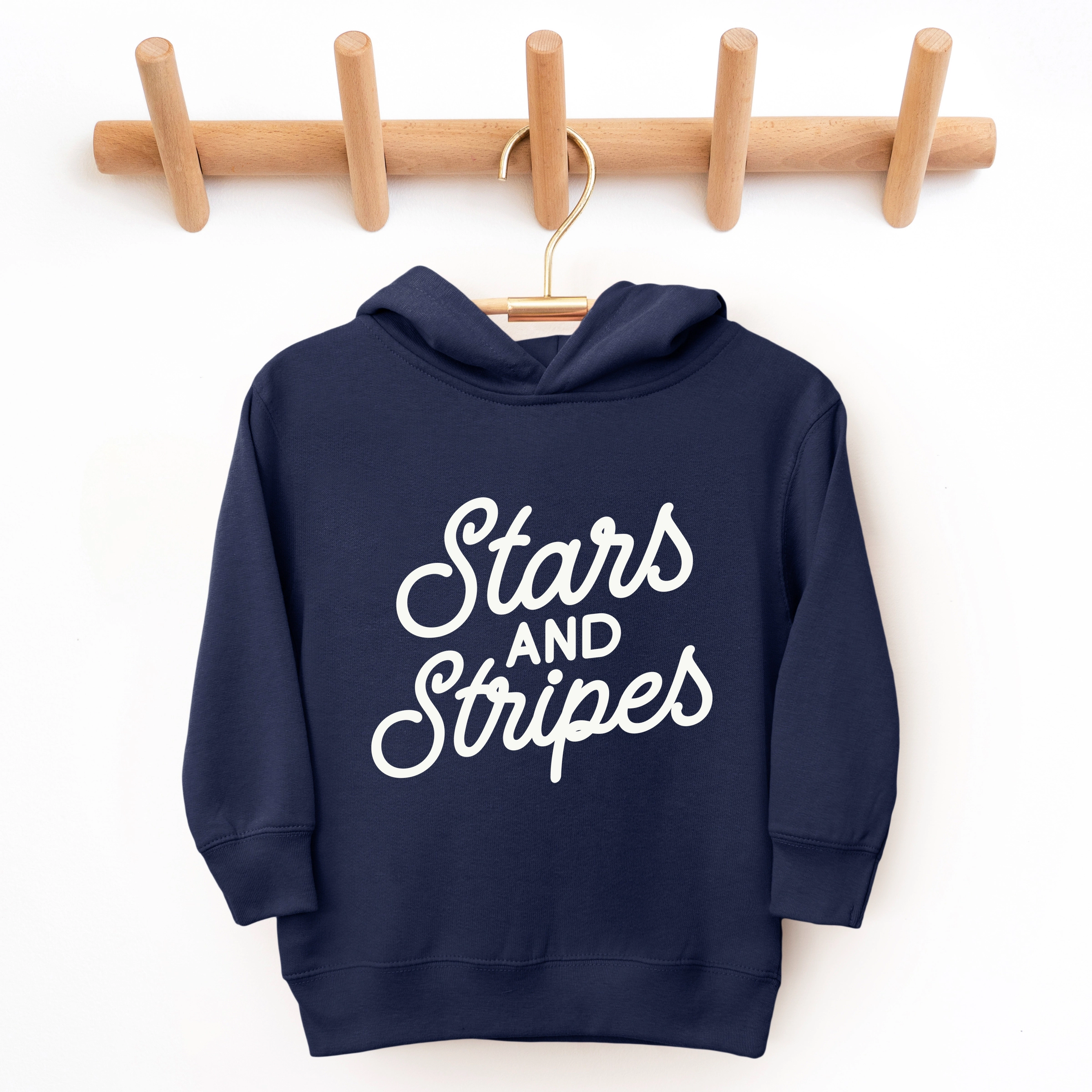 The Juniper Shop - Stars and Stripes Slanted Cursive Puff Print Toddler Hoodie