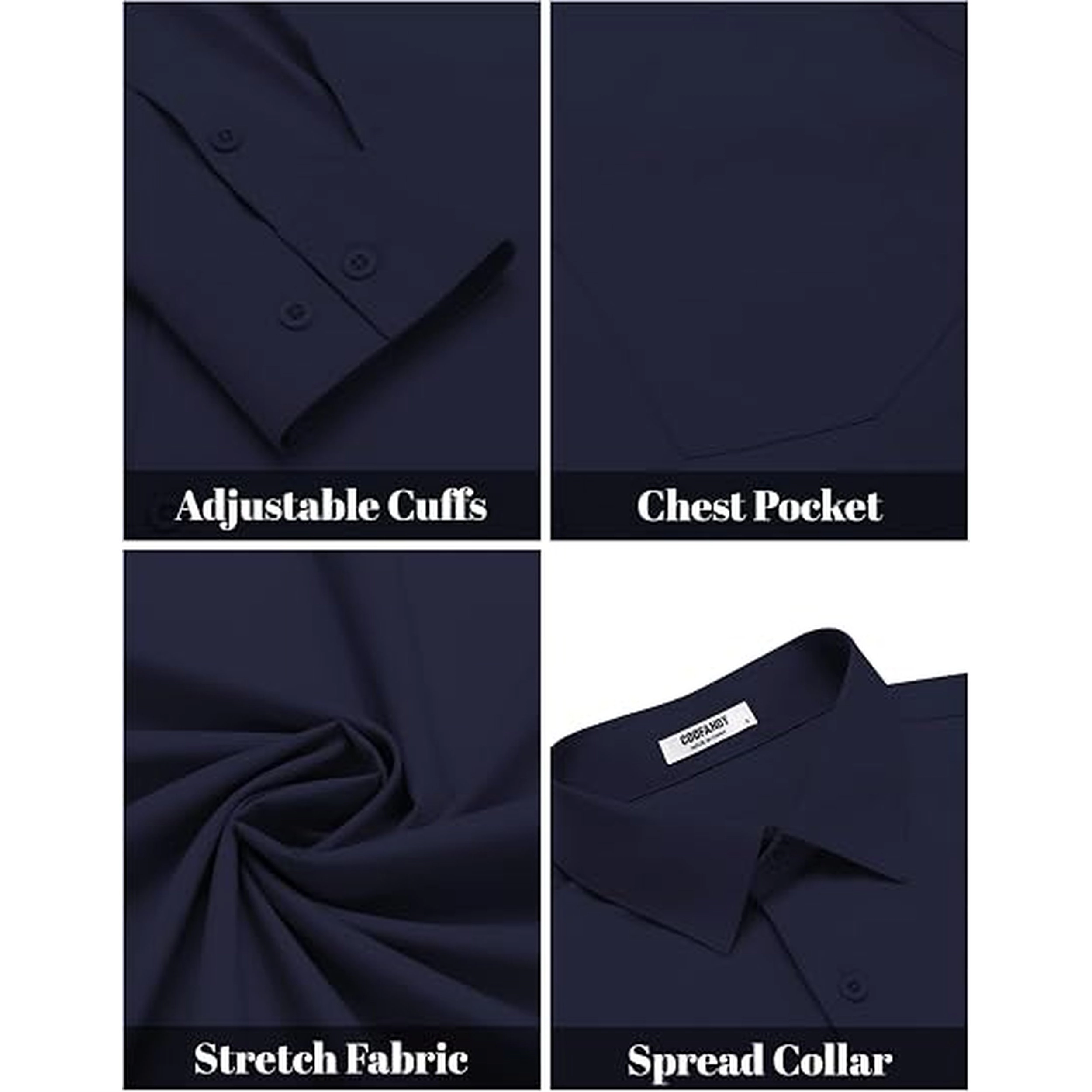 COOFANDY Men's Regular Fit Long Sleeve Collar Neck Dress Shirt