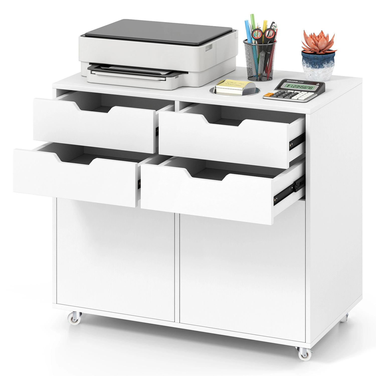 LJG 4 Drawer File Cabinet with Wheels for Home Office Organization