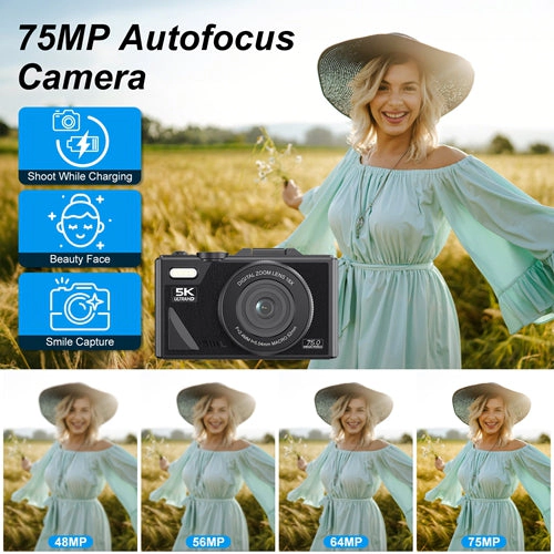 GBruno 5K 75MP Anti-Shake Digital Camera With WiFi