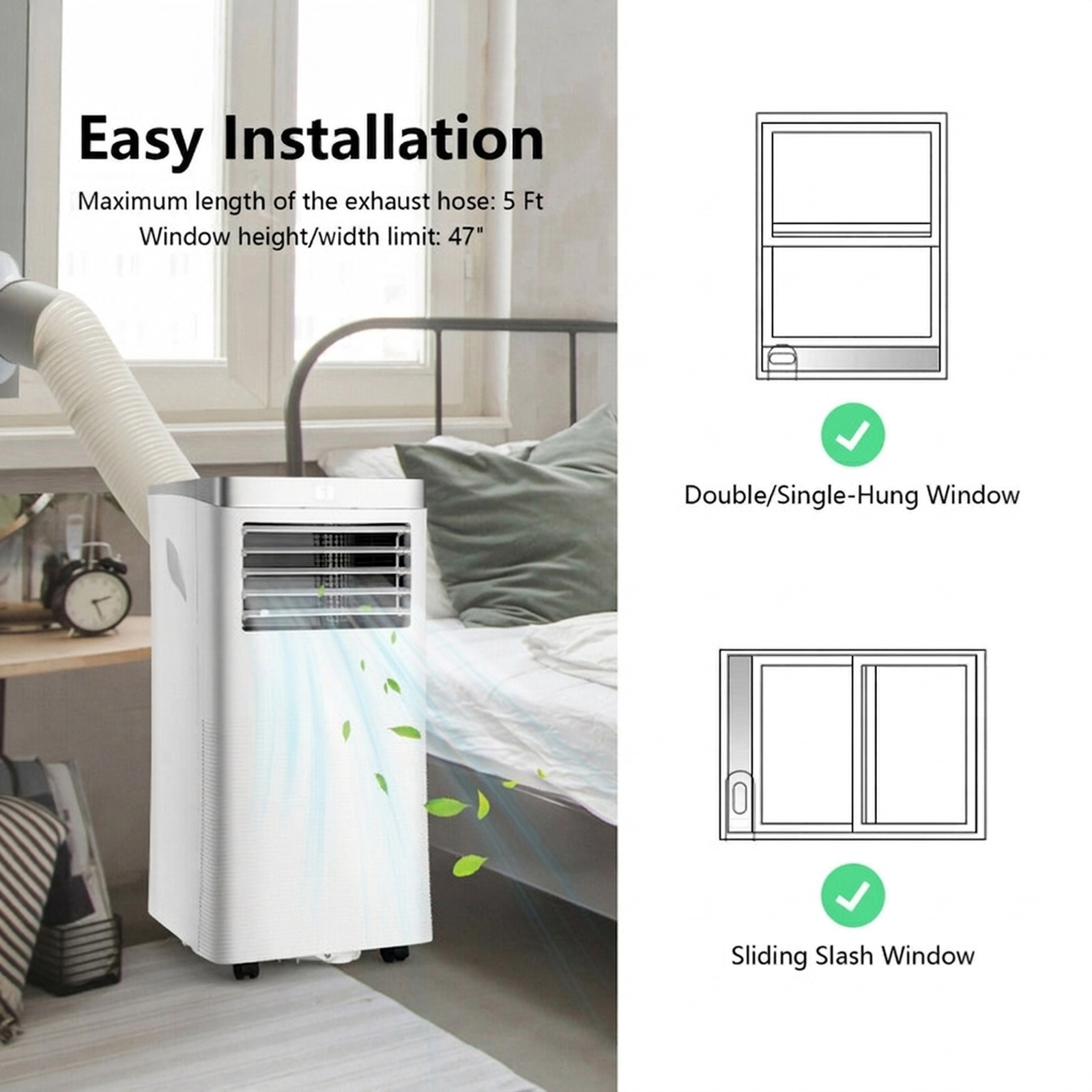SUGIFT White 8000-BTU 3-in-1 Portable Air Conditioner with Dehumidifier and Fan 13-in W 13-in D 27.5-in H