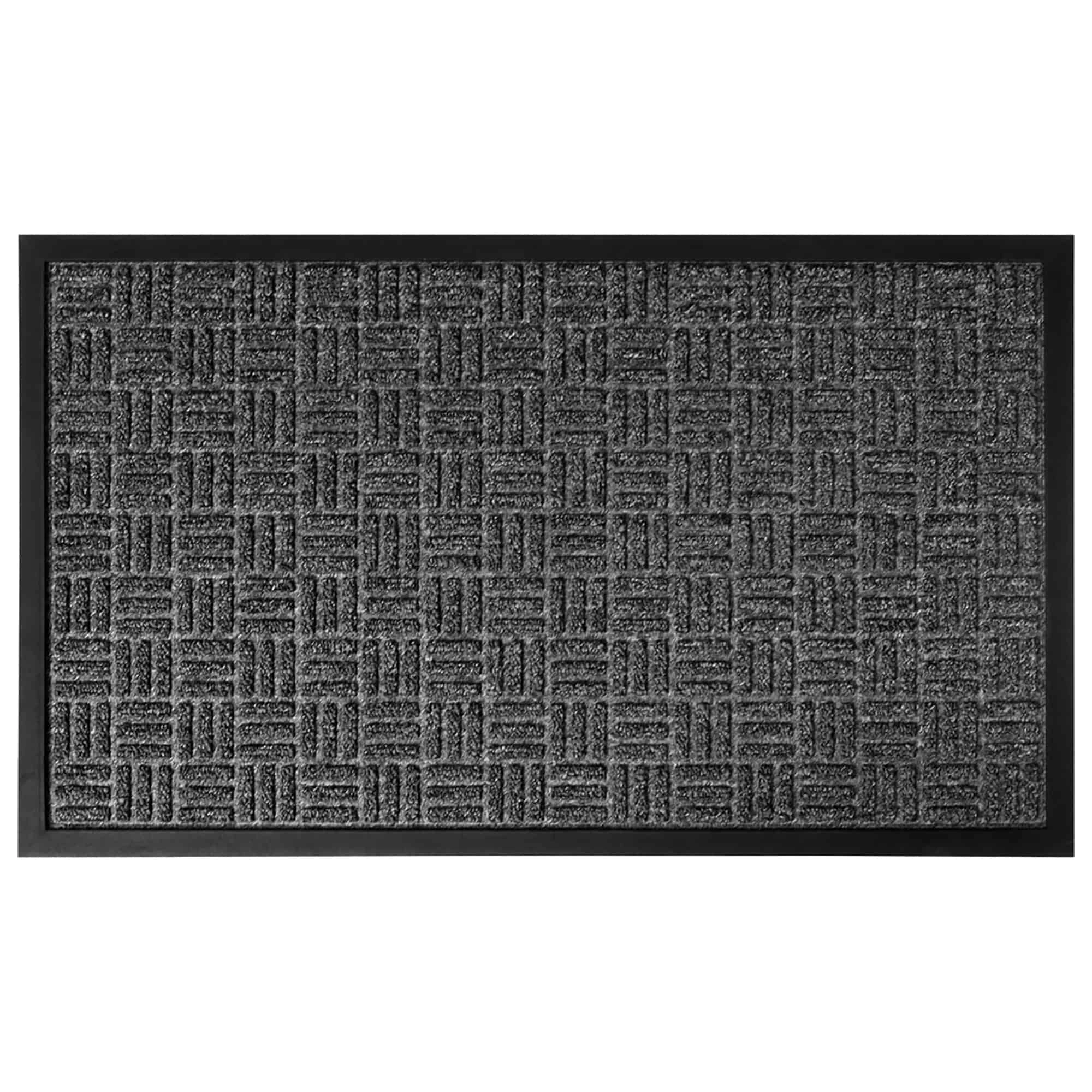 Evideco French Home Goods Dark Gray Yvan Checkerboard Polypropylene Doormat 24 x 16 Inches