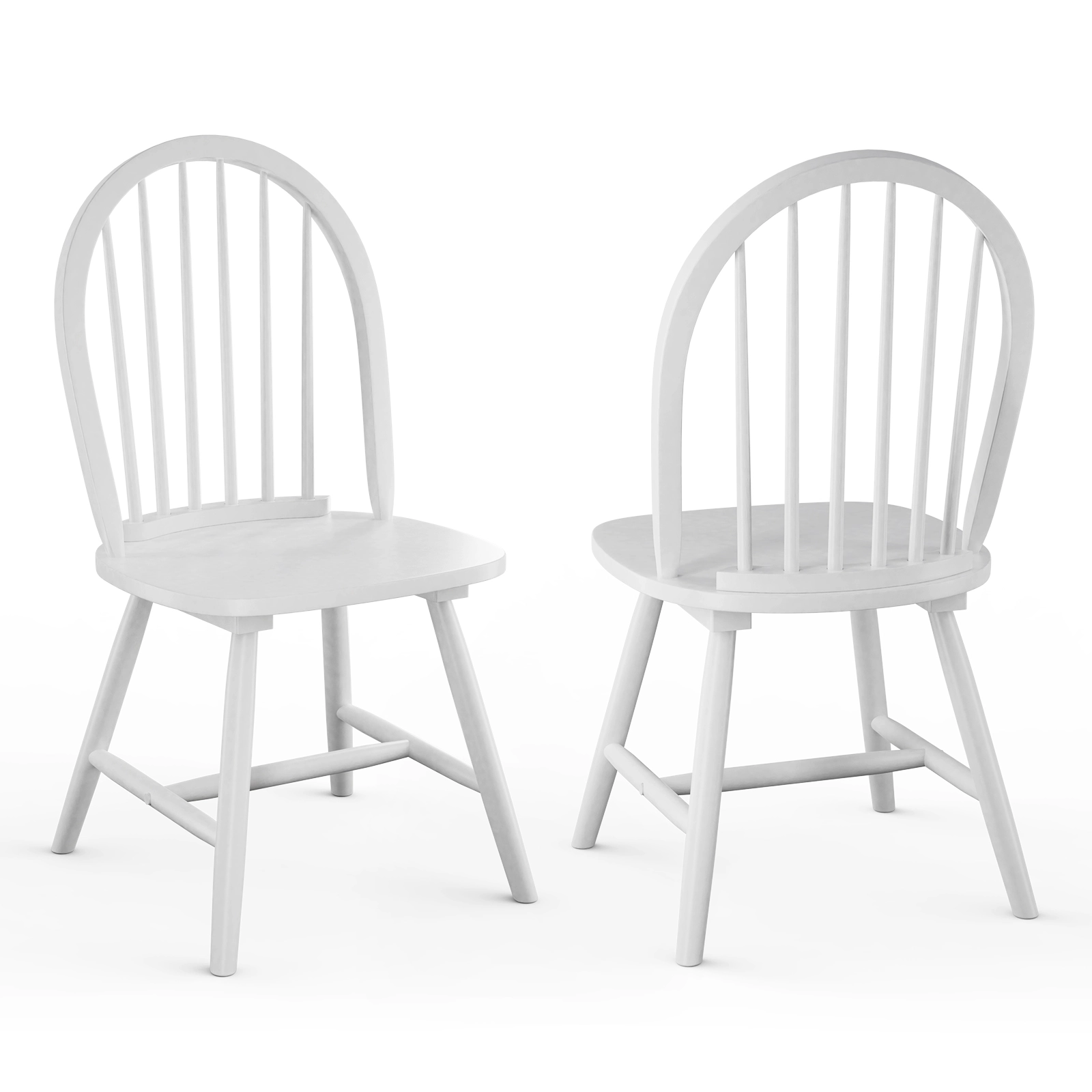 SUGIFT Set of 2 Vintage Windsor Wood Dining Chairs with Spindle Back 264-lb Capacity White