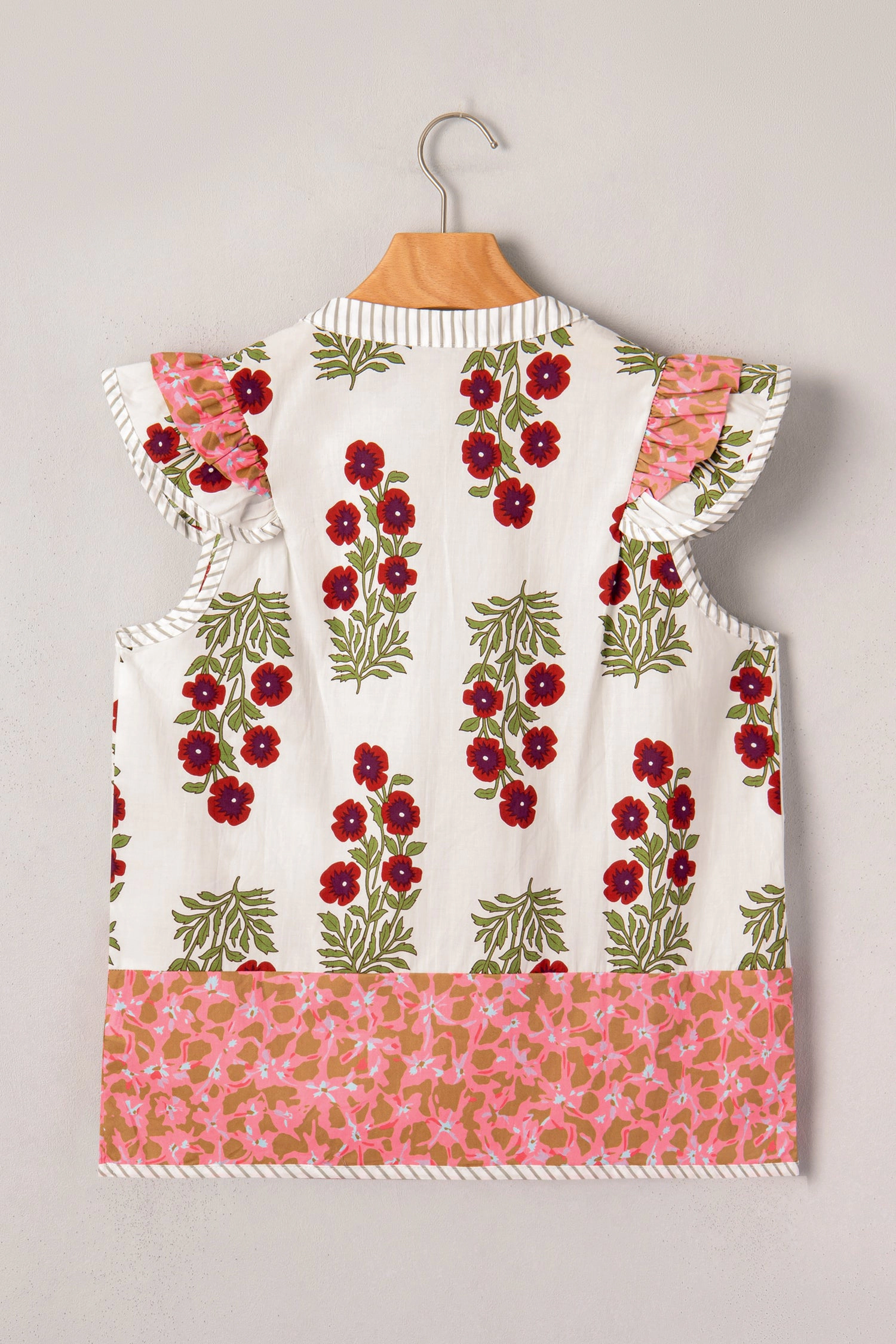 Threaded Pear Zora Trim Flutter Cotton Blouse