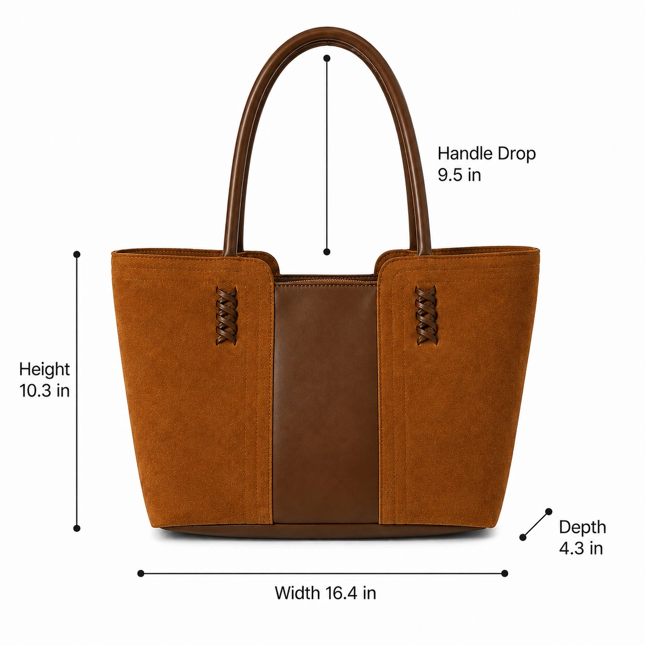 Alilang Faux Suede Tote Bag with Double Shoulder Handles Zip Closure and Interior Pockets
