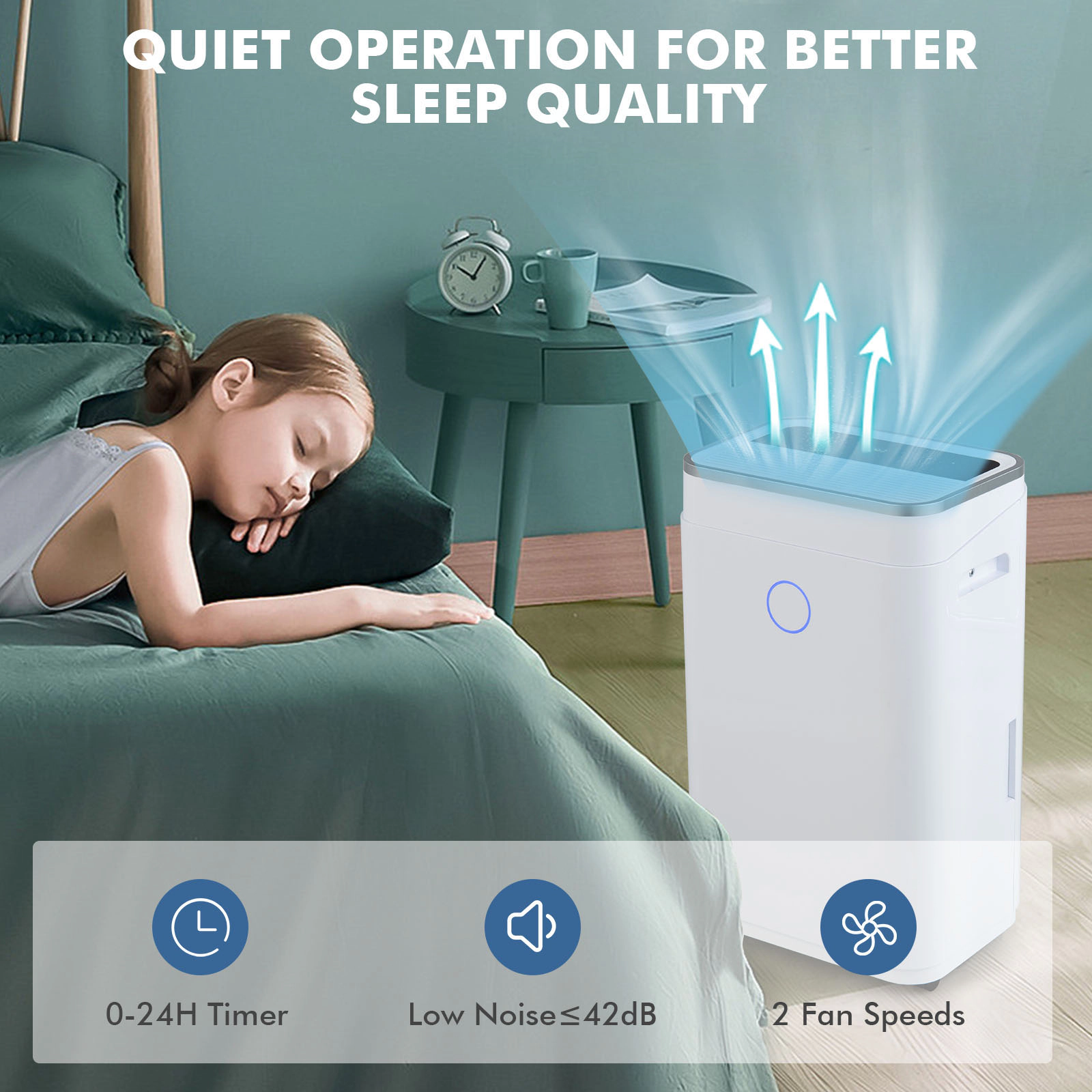 SlickBlue Automatic Home Dehumidifier with 1.7 Gallon Water Tank
