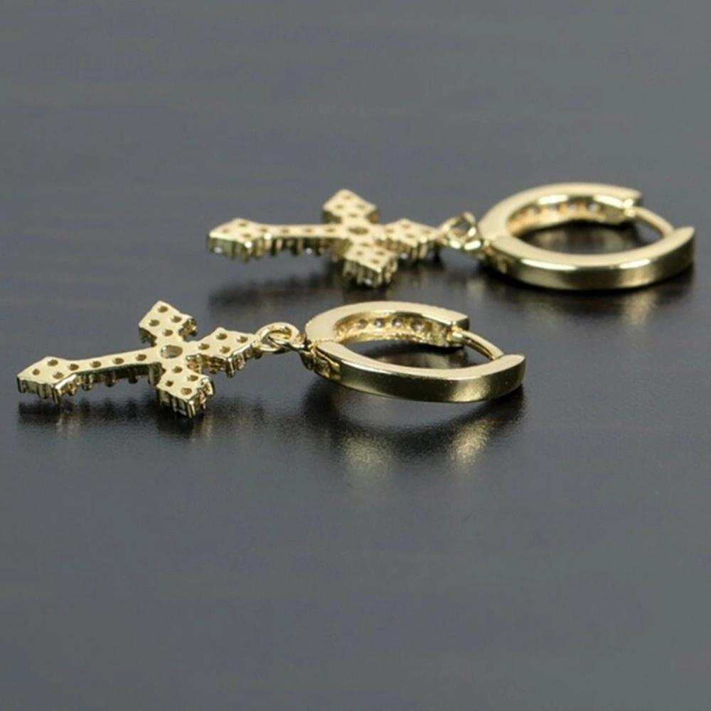Fancy Cross Dangle Earrings for Women with Dazzling CZ Stones
