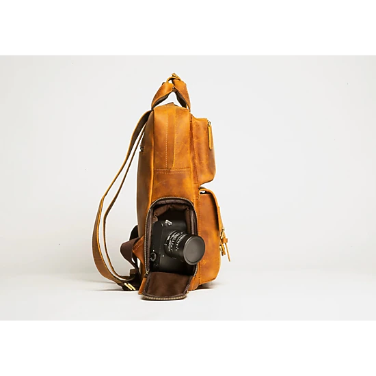 cpj leather backpack Valley Handcrafted Top Grain Exterior zippered pocket with organizer for business cards Cpj Genuine Leather Backpack Fits