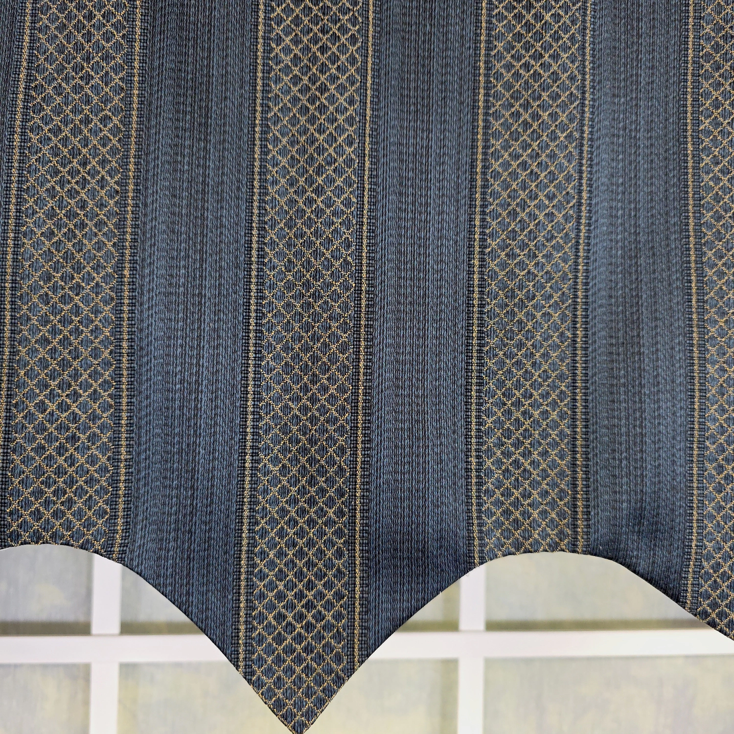 RLF Home Bronte Regal 100% Cotton Rod Pocket Fully Lined Window Valance 50"x17" Navy