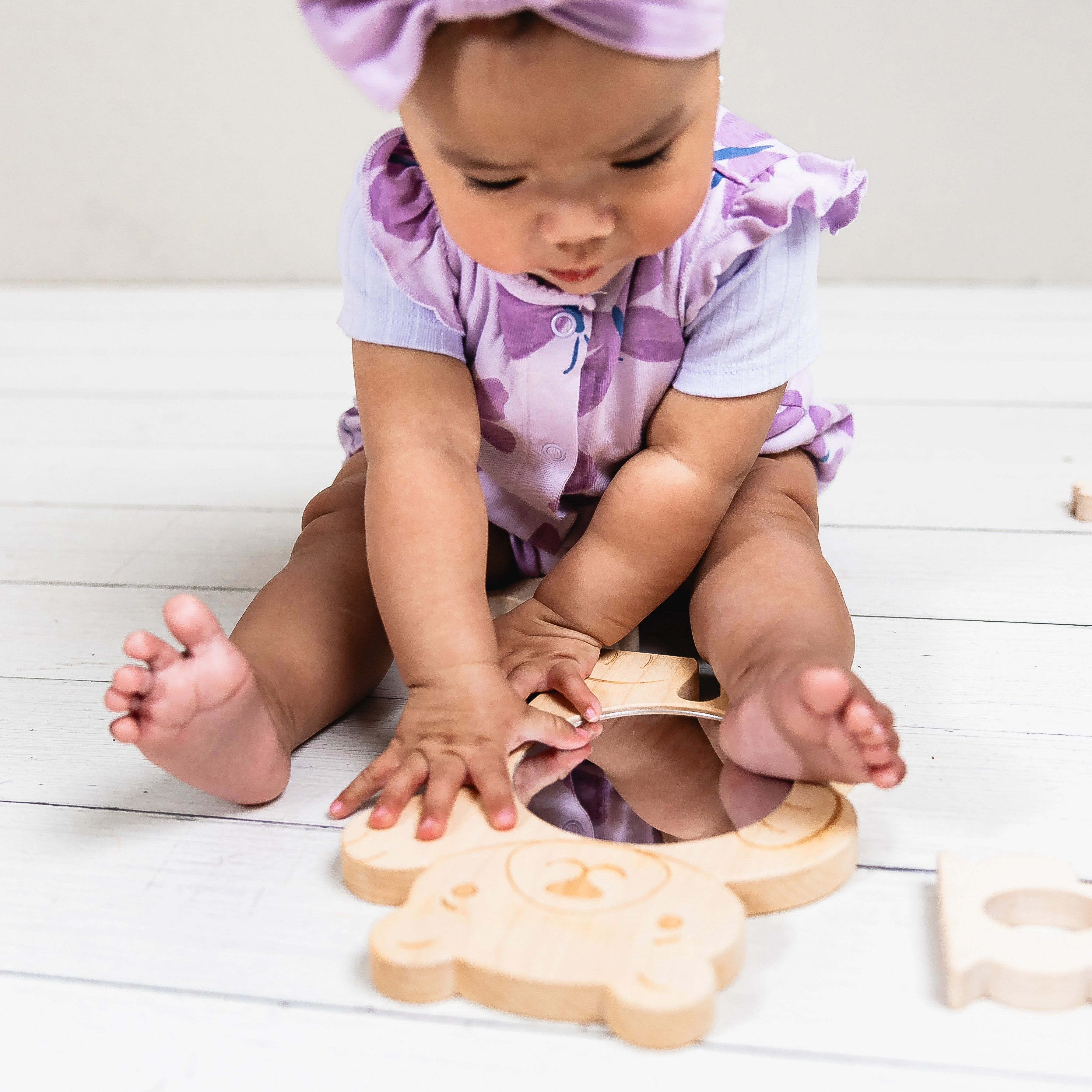 Look at Me! Little Explorers Baby First Mirror - Bear Wooden Mirror Made in the USA