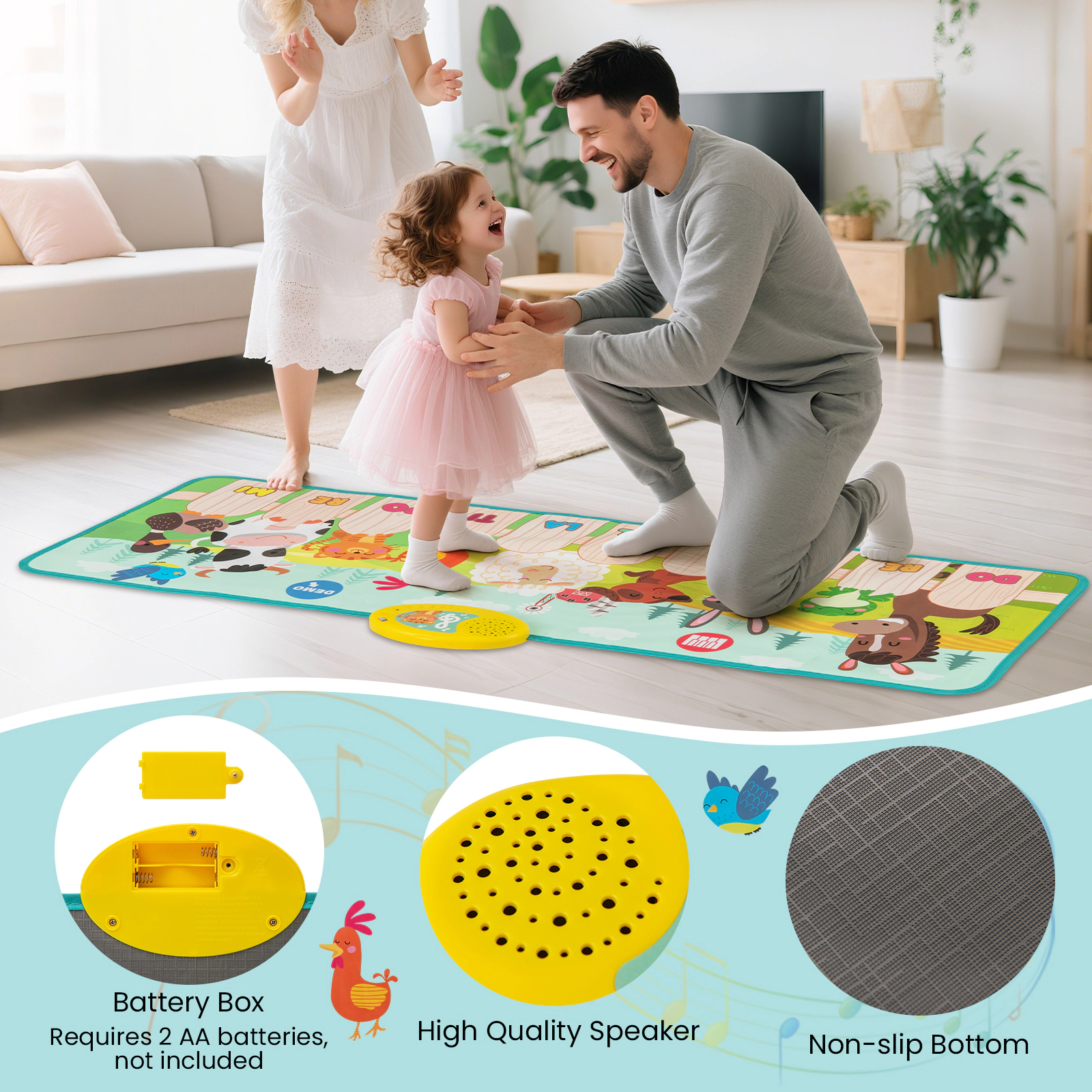 SUGIFT Kids Multicolor Animal Farm Musical Piano Mat with 10 Animal Sounds 37.5-in W 14-in D Ages 3+