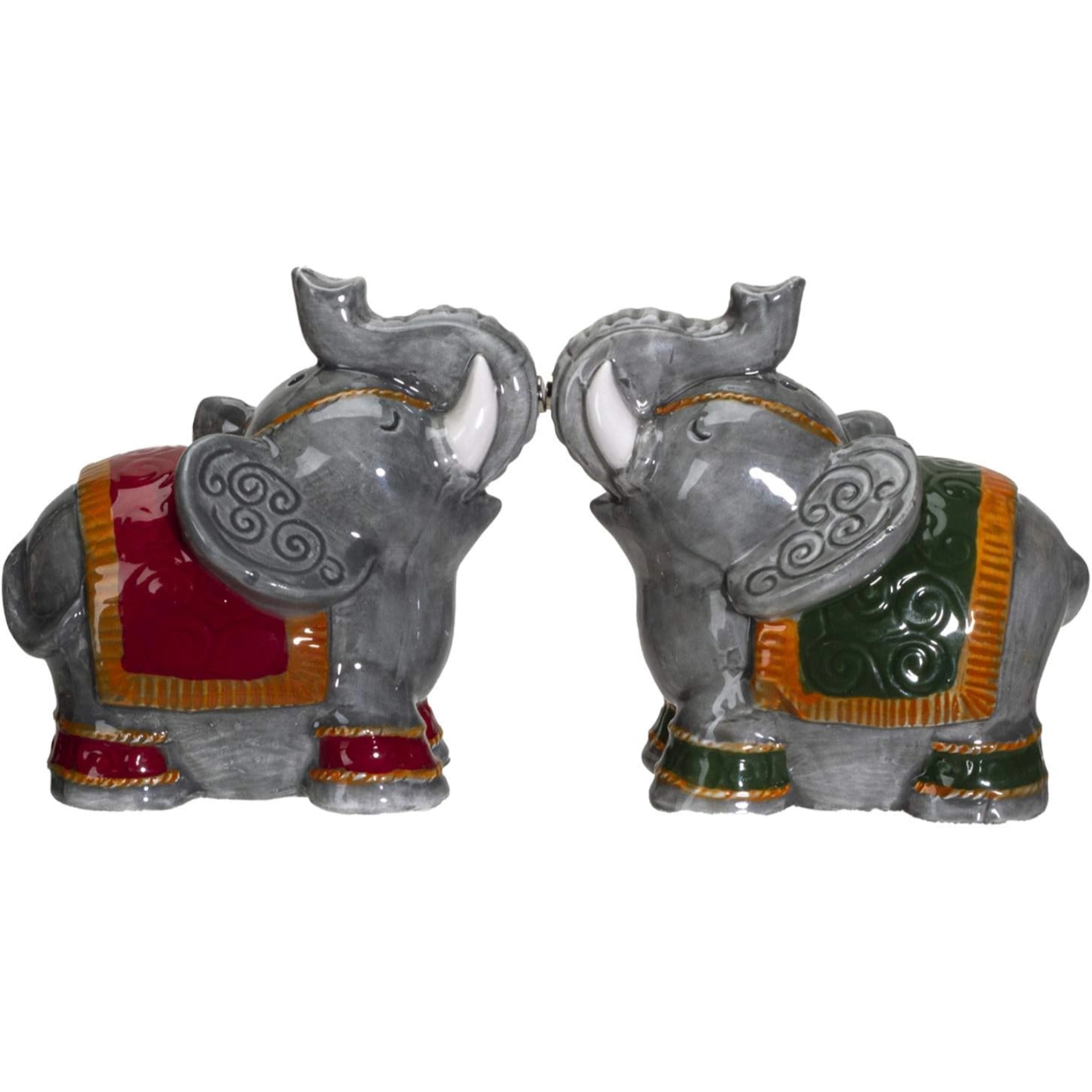 Pacific Giftware Raja Elephants Ceramic Magnetic Salt and Pepper Shakers Set