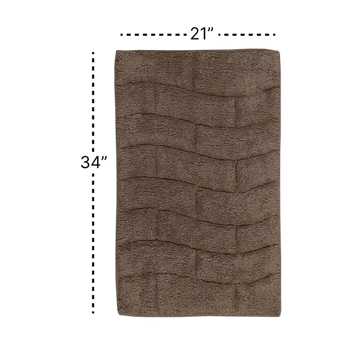 Knightsbridge Stylish And Comfortable All Season Traditional New Tile Design Cotton Bath Rug 21" X 34" Stone