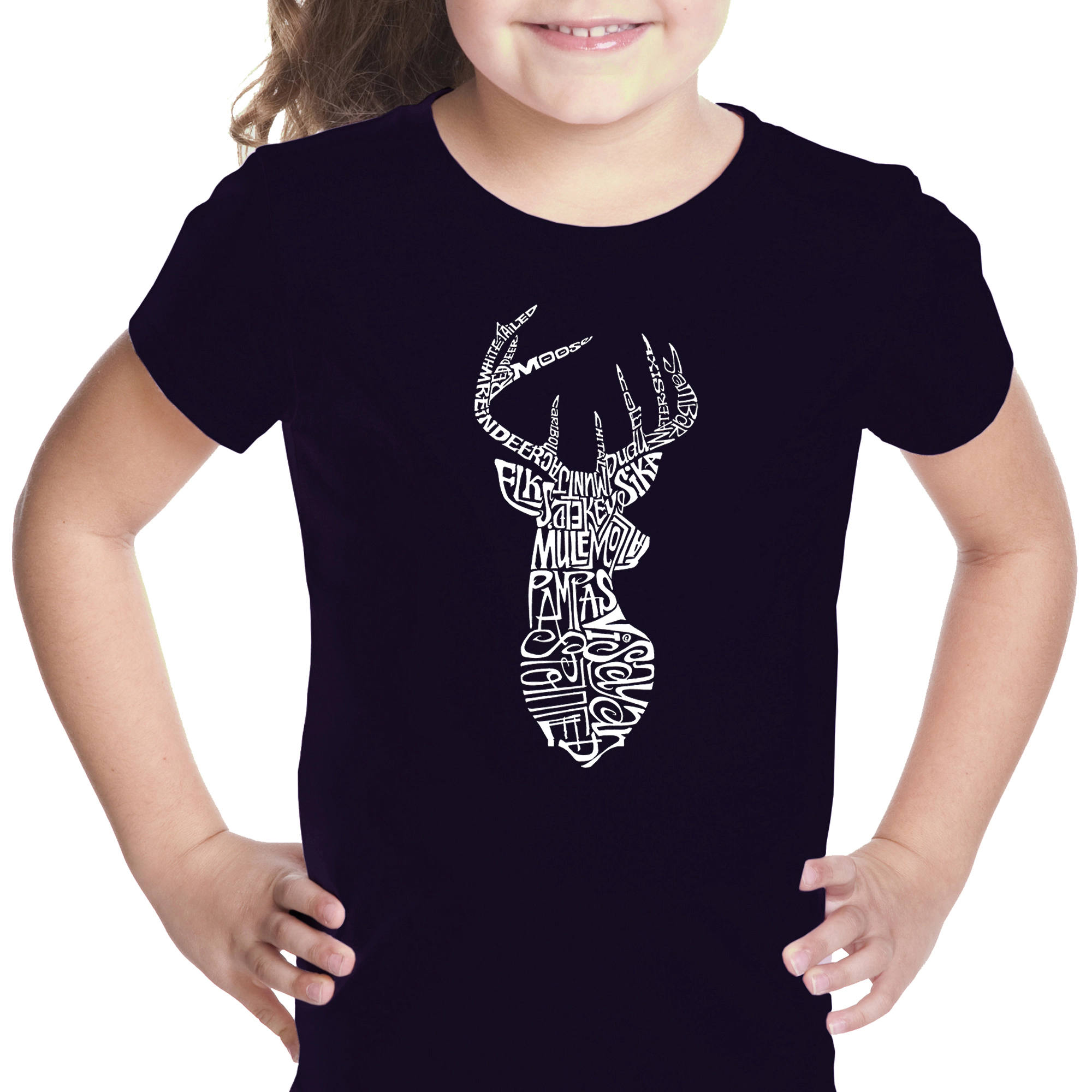 LA Pop Art Girls Word T-Shirt - Types of Deer