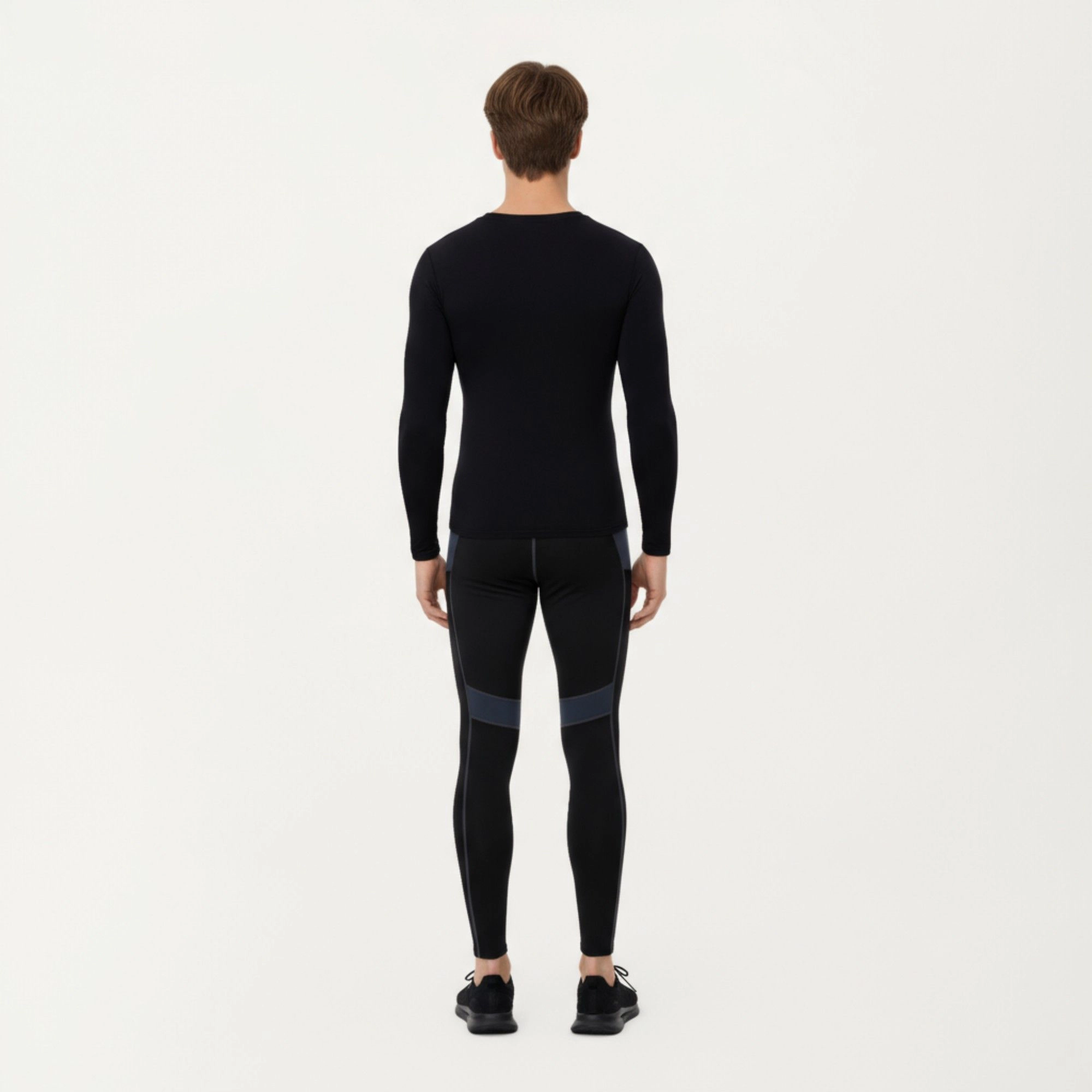 Anna-Kaci Men's Long Sleeve V-Neck Compression Shirt with Stretch Performance Fabric and Athletic Fit