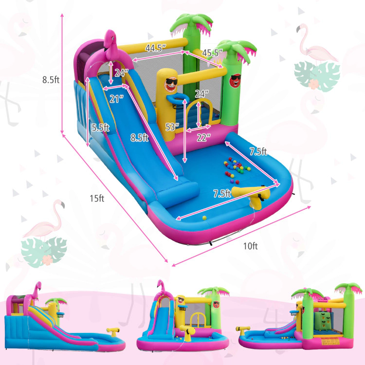 Hivvago Inflatable Bounce Castle with Long Water Slide and 735W Blower