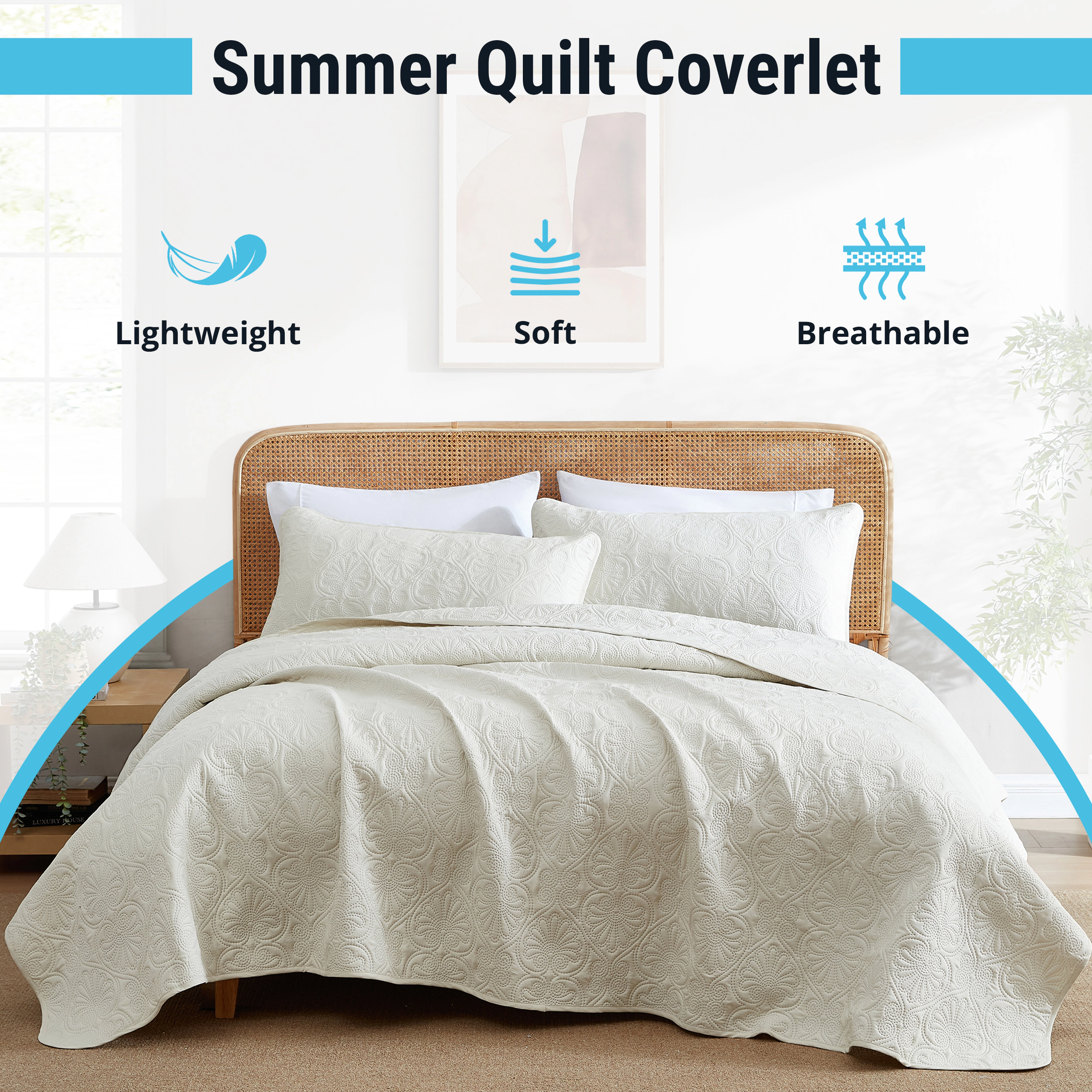 HLC.ME Benji - 3 Piece  Quilt Set, Lightweight Bedspread Coverlet Set