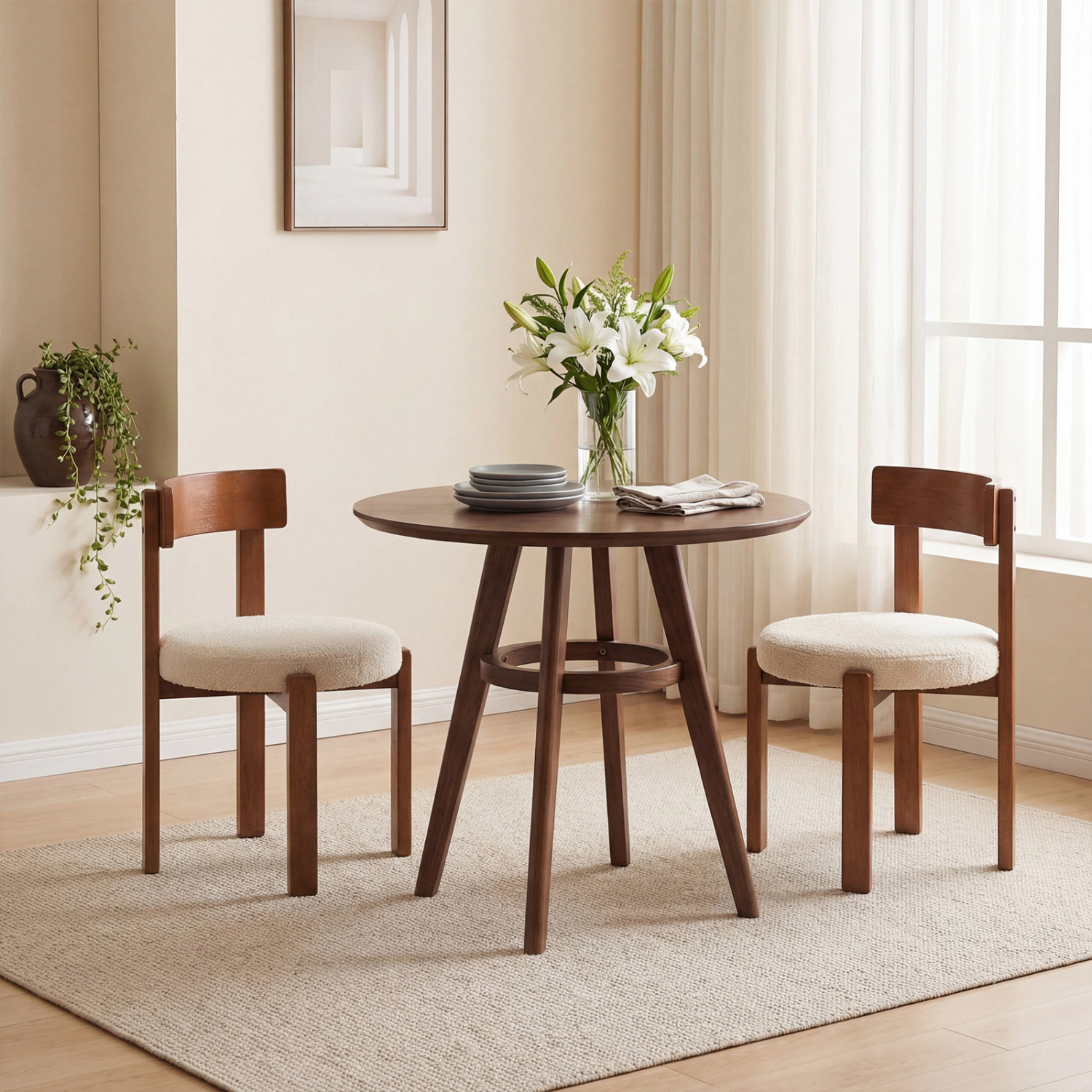LJG Modern Dining Chairs Set of with Solid Rubber Wood Legs