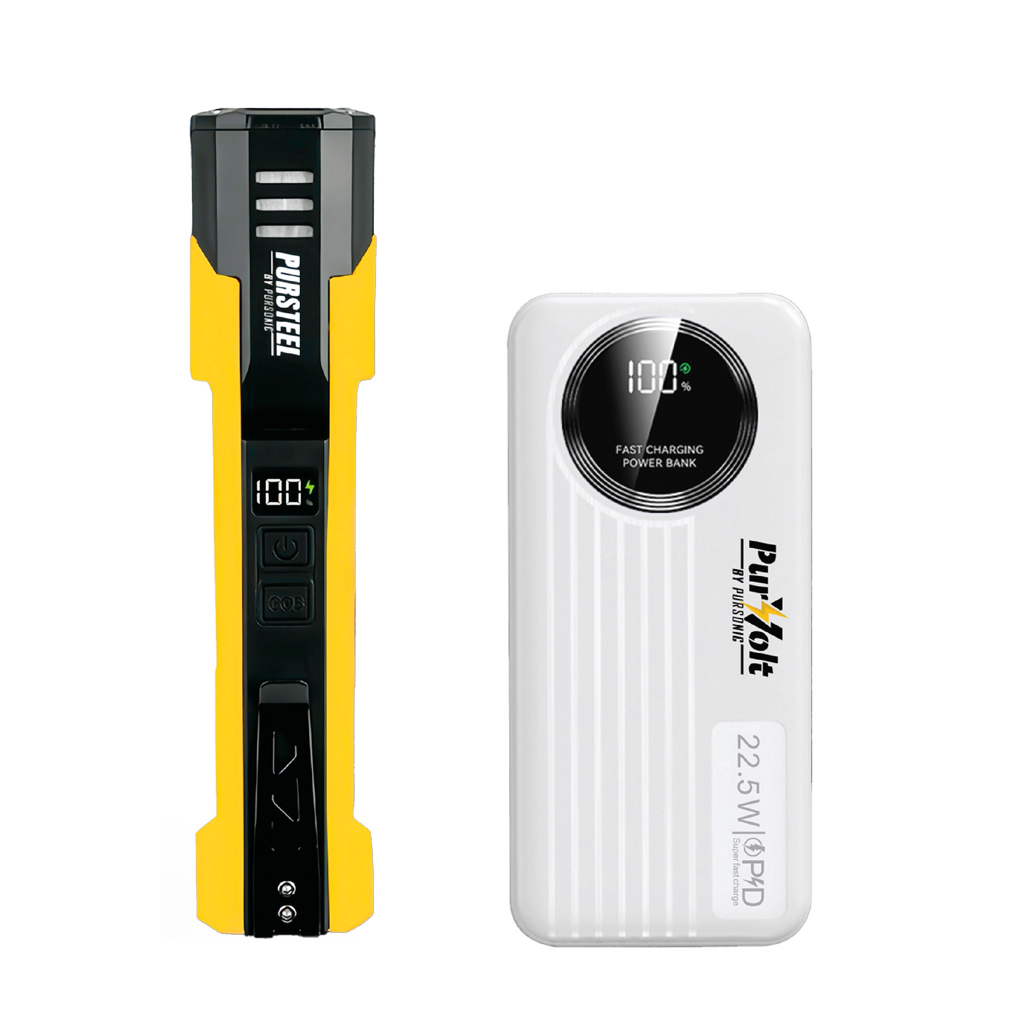 Pursonic Emergency Prep Bundle: Pursonic 2-in-1 Ultra Bright Flashlight & LED Fast Charging Power Bank
