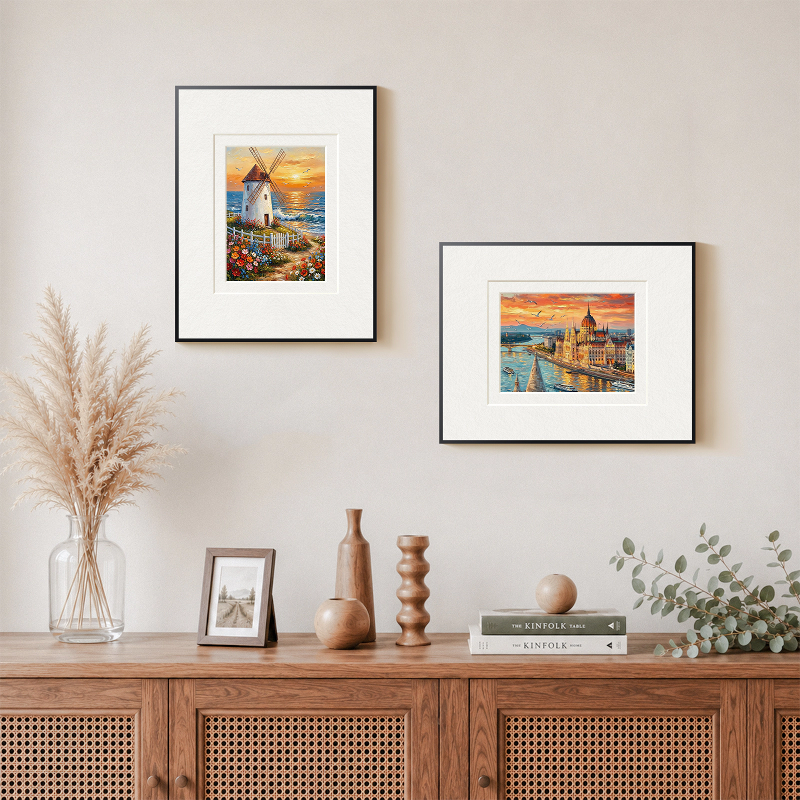 HUESSEN 13.3" Cordless E-Ink Metal Wall Art Frame Tap-to-Print