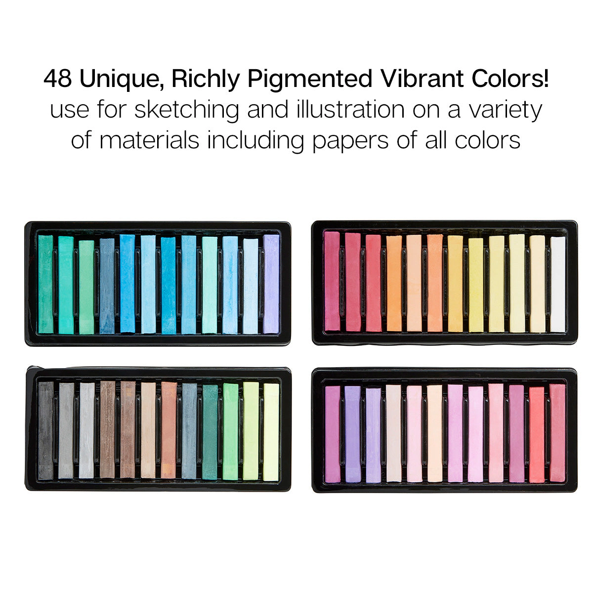 KINGART Square Chalk Pastels - 48 Vibrant Colors