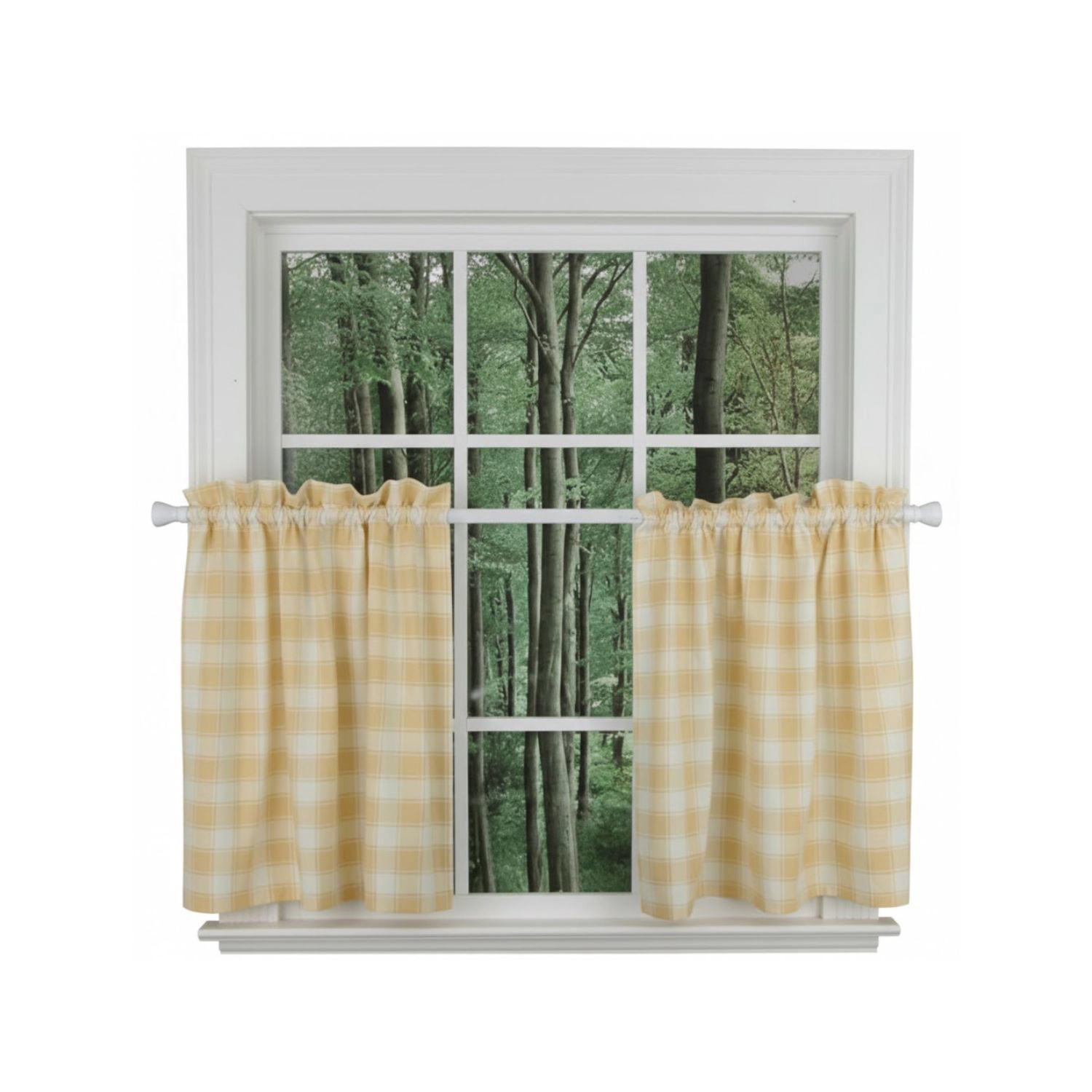 ELLIS 50% Polyester 50% Cotton Country Check Tailored With 1.5" Rod Pocket Tiers 56" x 24" Butter