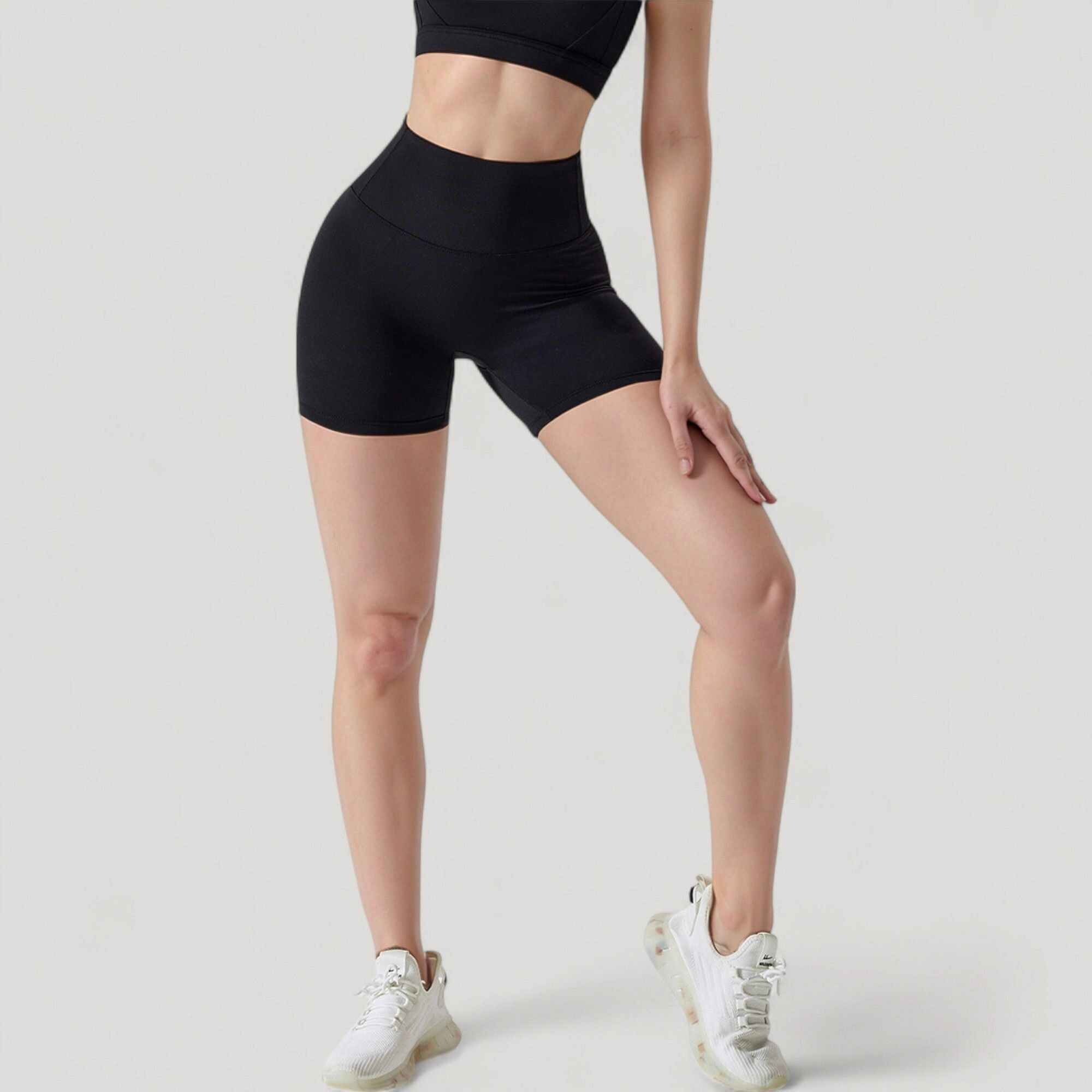 Anna-Kaci Women's High Waist Compression Athletic Shorts with Supportive Stretch Fit and Streamlined Seams
