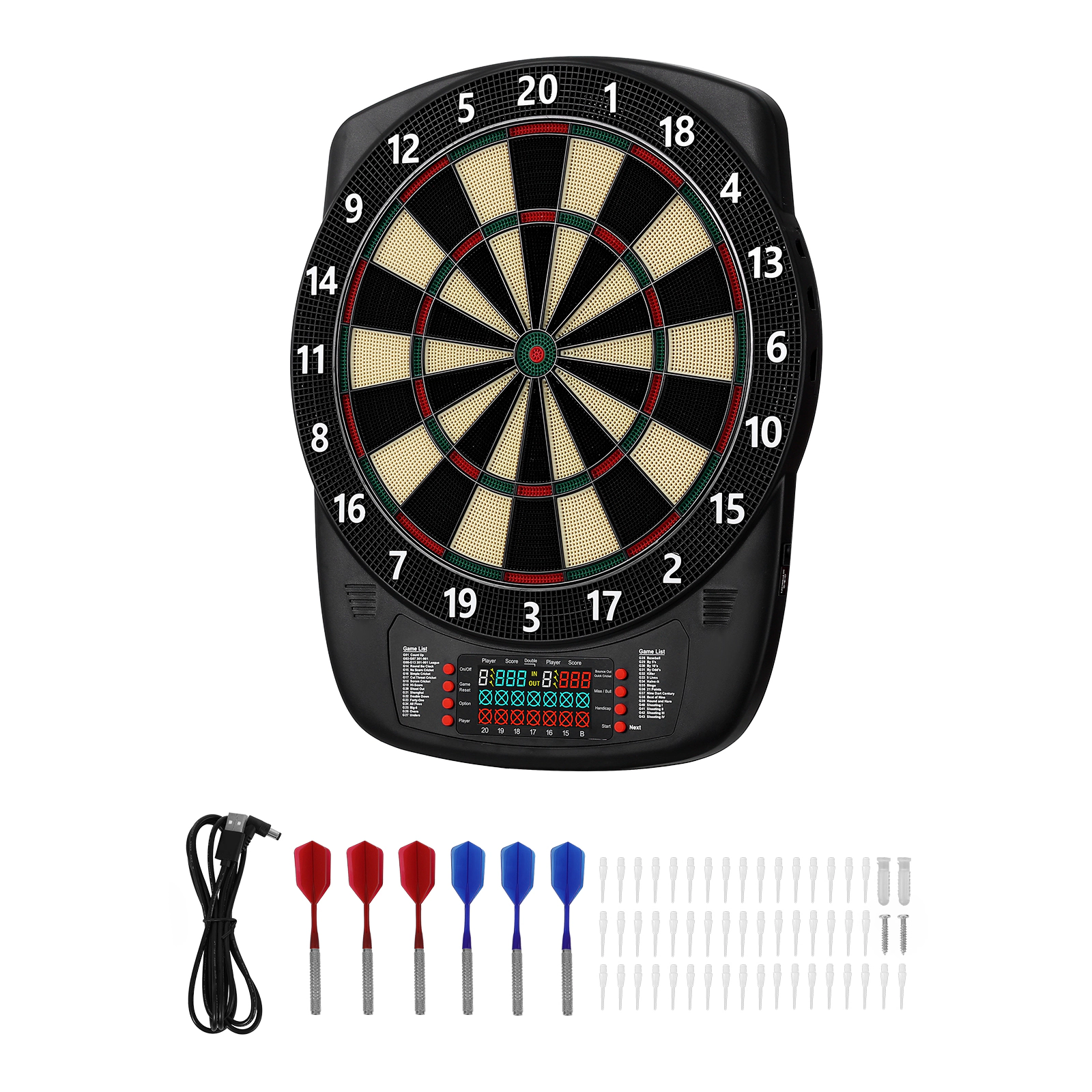 HONGGE 13.5" Electronic Dart Board with LCD Scoreboard, 43 Games for Up to 8 Players, Soft Tip Darts Included