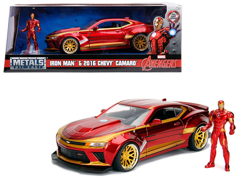 Jada 2016 Chevrolet Camaro with Iron Man Diecast Figure "Marvel" Series 1/24 Diecast Model Car by Jada