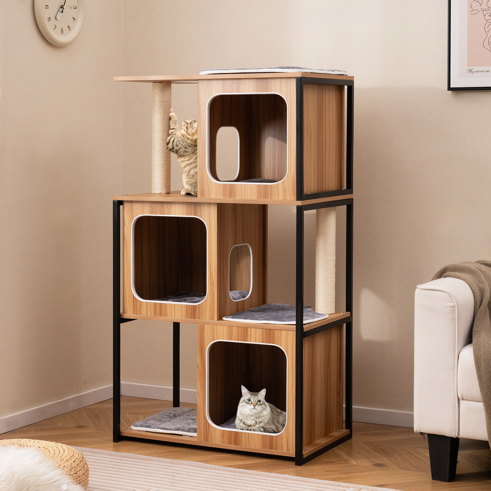 SlickBlue Multi-Level Cat Condo with Perches, Cushions and Scratching