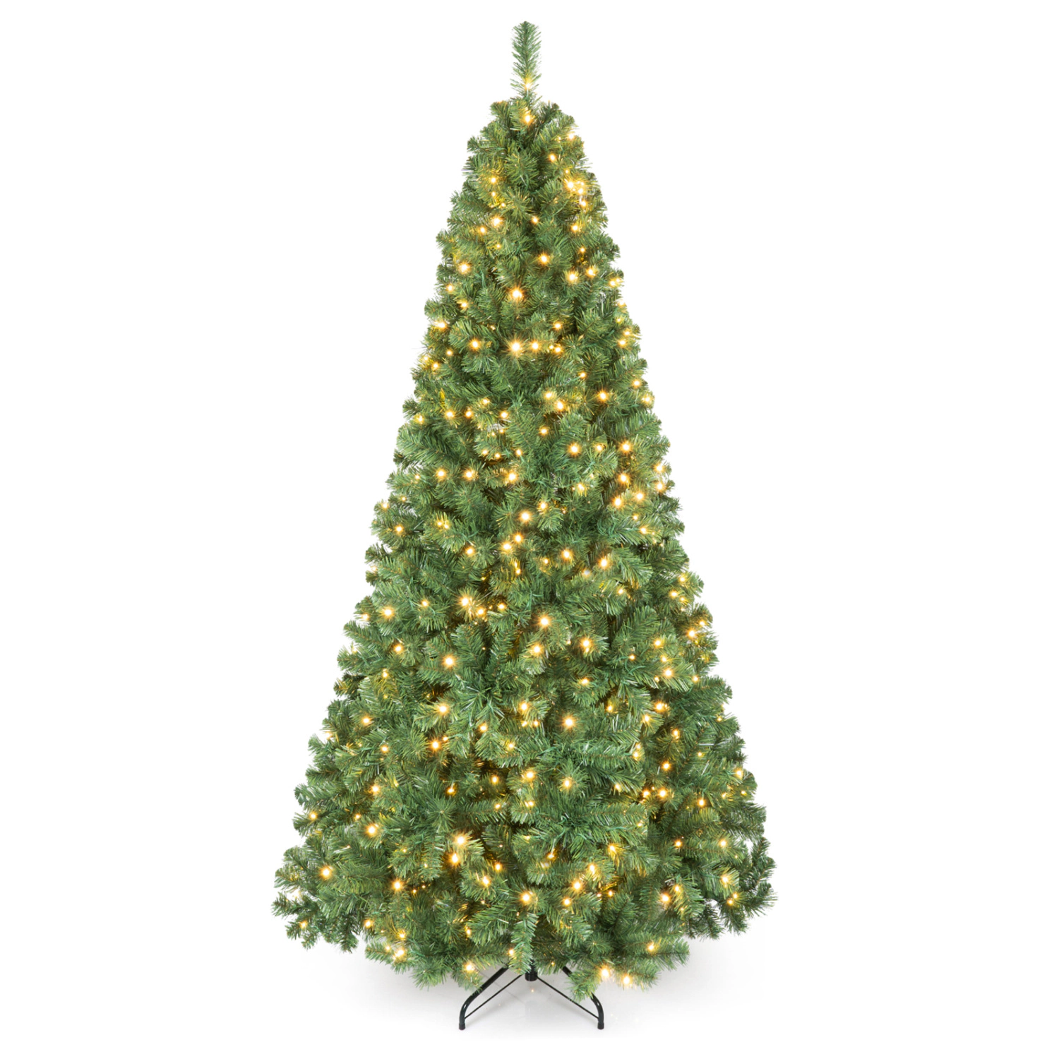 LJG 6/7/8 Feet Hinged Christmas Tree with PVC Branch Tips Warm White LED Lights-7 ft