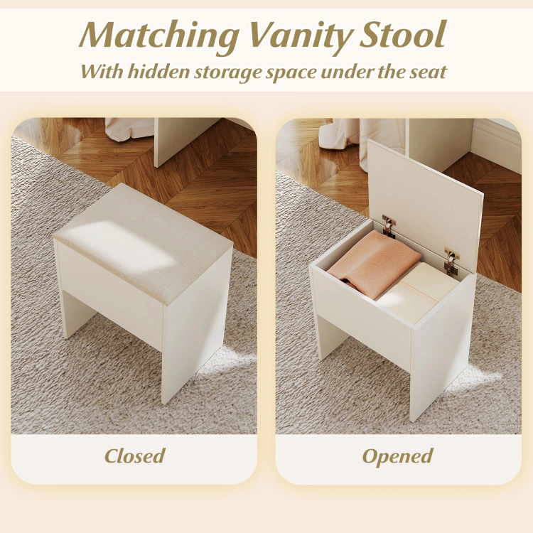 Hivvago Vanity Desk With Mirror And Lights Makeup Dressing Table With Power Outlets