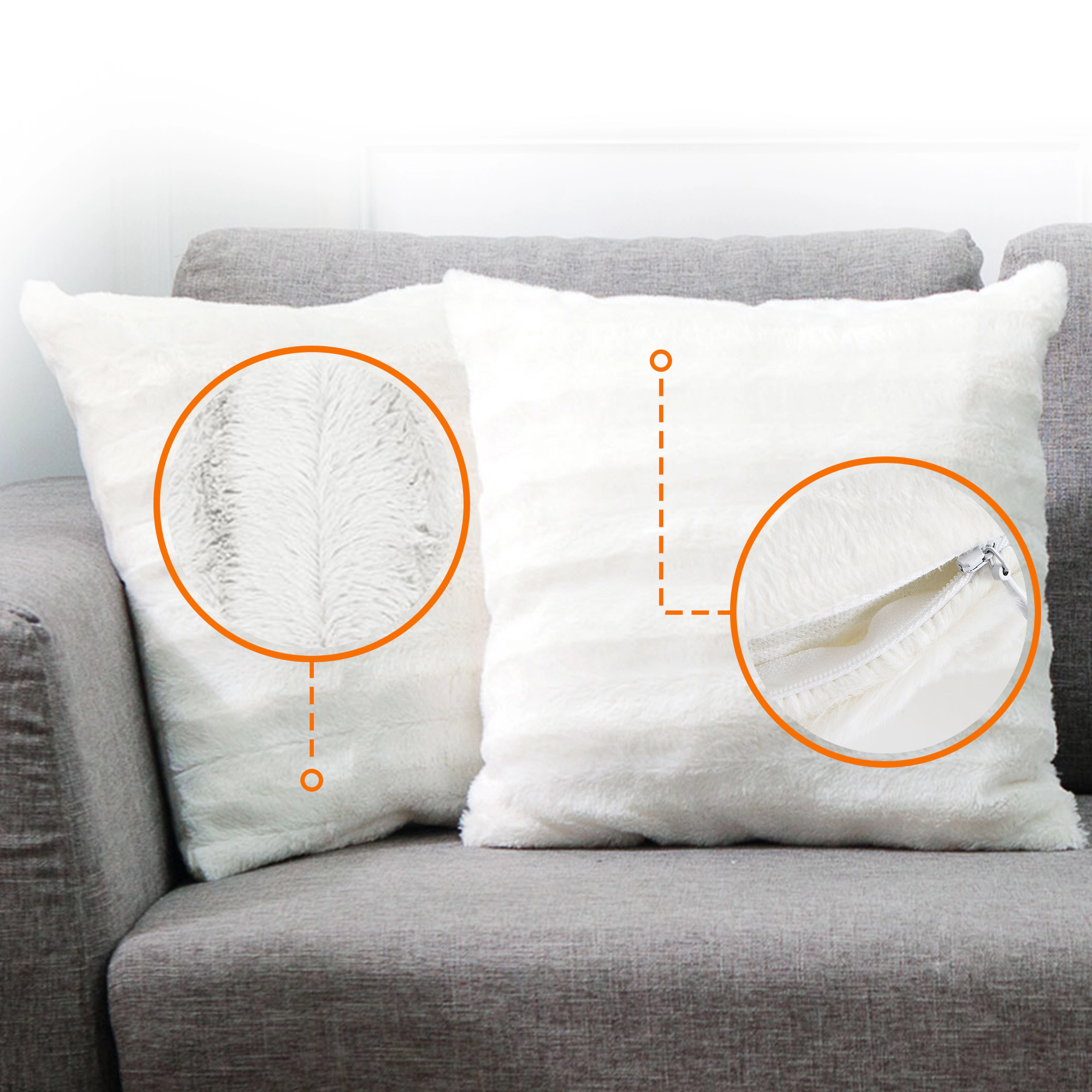 Cheer Collection 2 Pack 20 x Inch Reversible Faux Fur and Microplush Decorative Throw Pillows with Inserts
