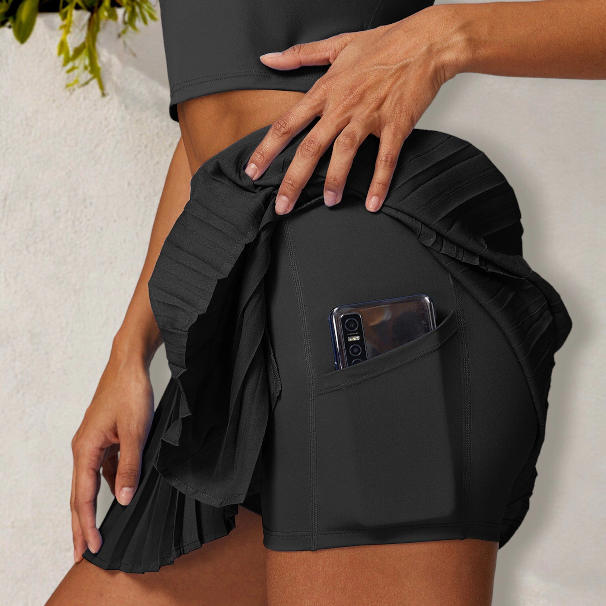 Anna-Kaci Women's High-Waist Pleated Skort with Built-In Shorts and Asymmetrical Wrap Design