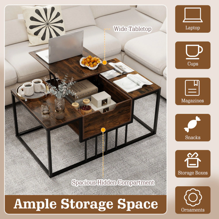 Hivvago Lift Top Coffee Table Modern Center With Hidden Storage Compartment