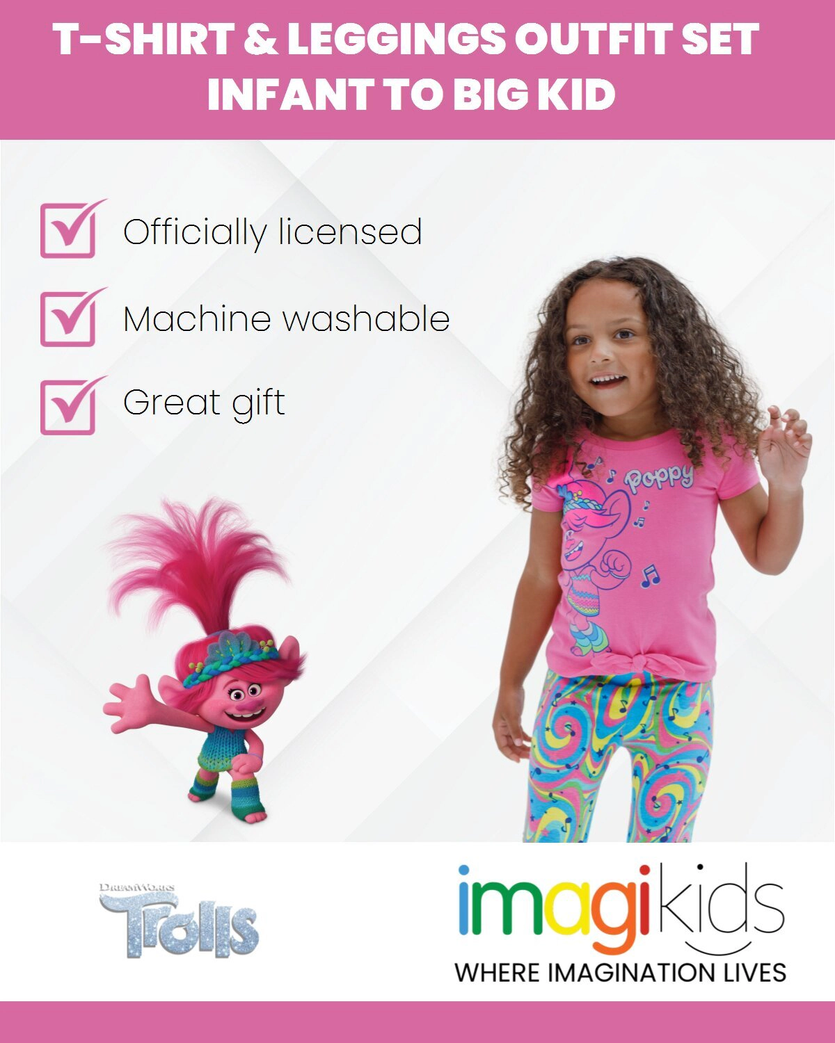 DreamWorks Trolls Girls' 2-Piece T-Shirt and Leggings Set