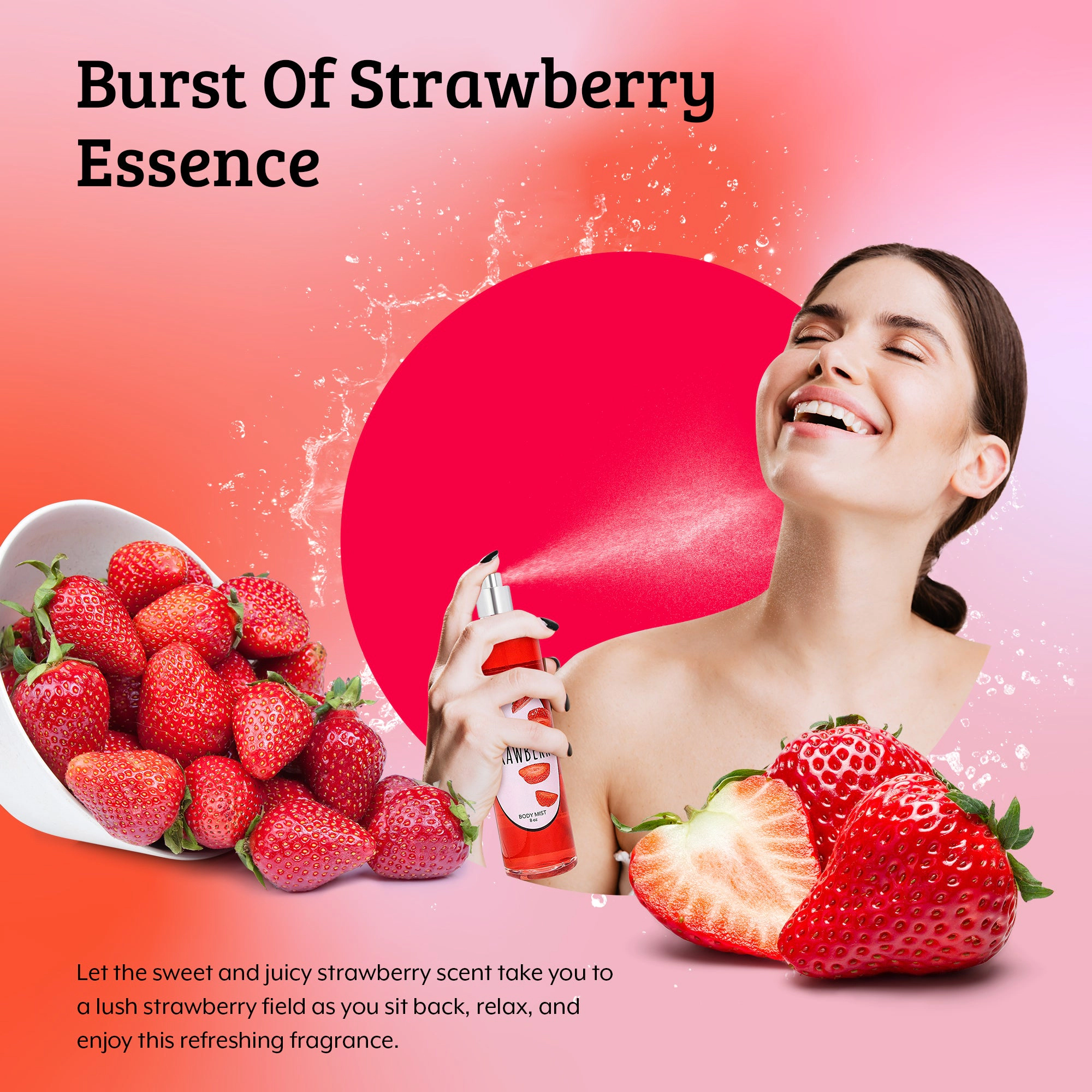 Freida and Joe Womens Fine Fragrance Strawberry Body Mist in 8oz Spray Bottle